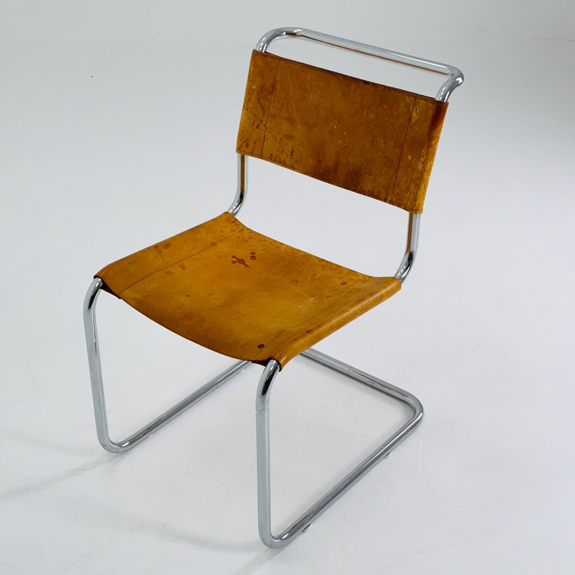 1 of 4 Mid-Century Vintage S33 Cognac Chairs by Mart Stam & Marcel Breuer from Thonet 1980s