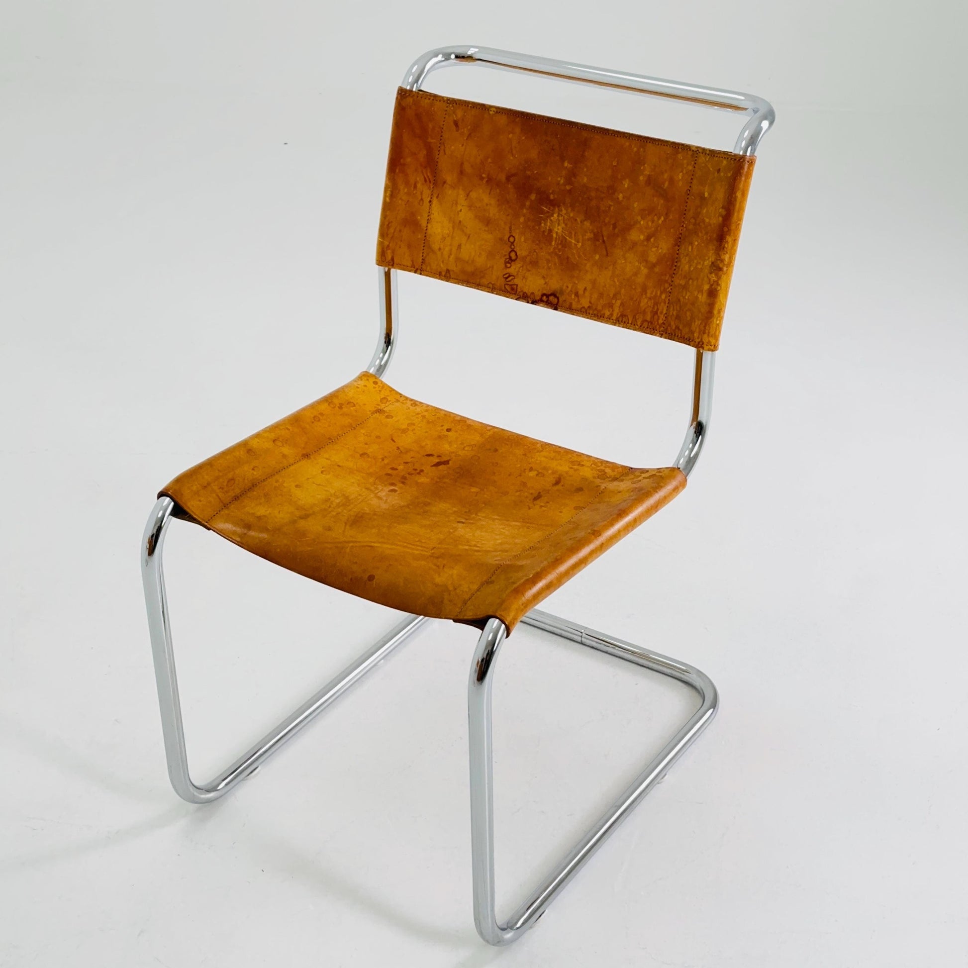1 of 4 Mid-Century Vintage S33 Cognac Chairs by Mart Stam & Marcel Breuer from Thonet 1980s