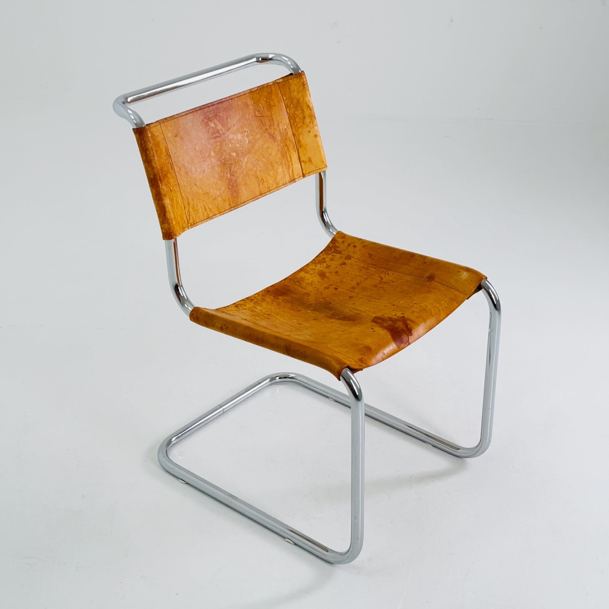 1 of 4 Mid-Century Vintage S33 Cognac Chairs by Mart Stam & Marcel Breuer from Thonet 1980s