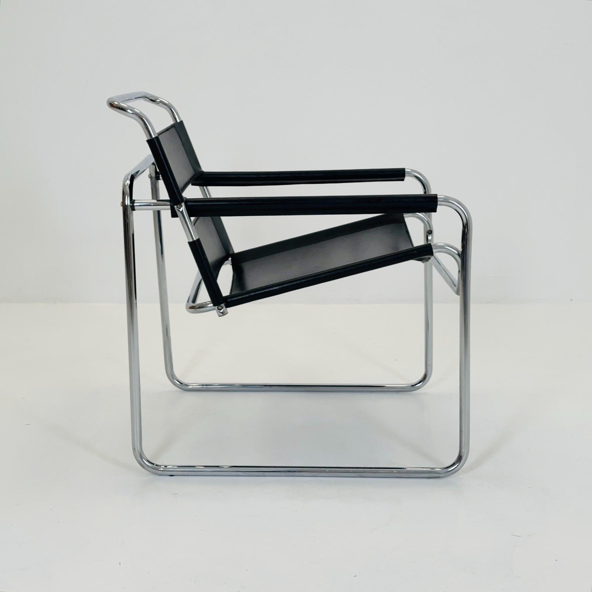 Mid century Bauhaus lounge chair/ lounge chair style of Wassily B3 armchair Italy 1980s