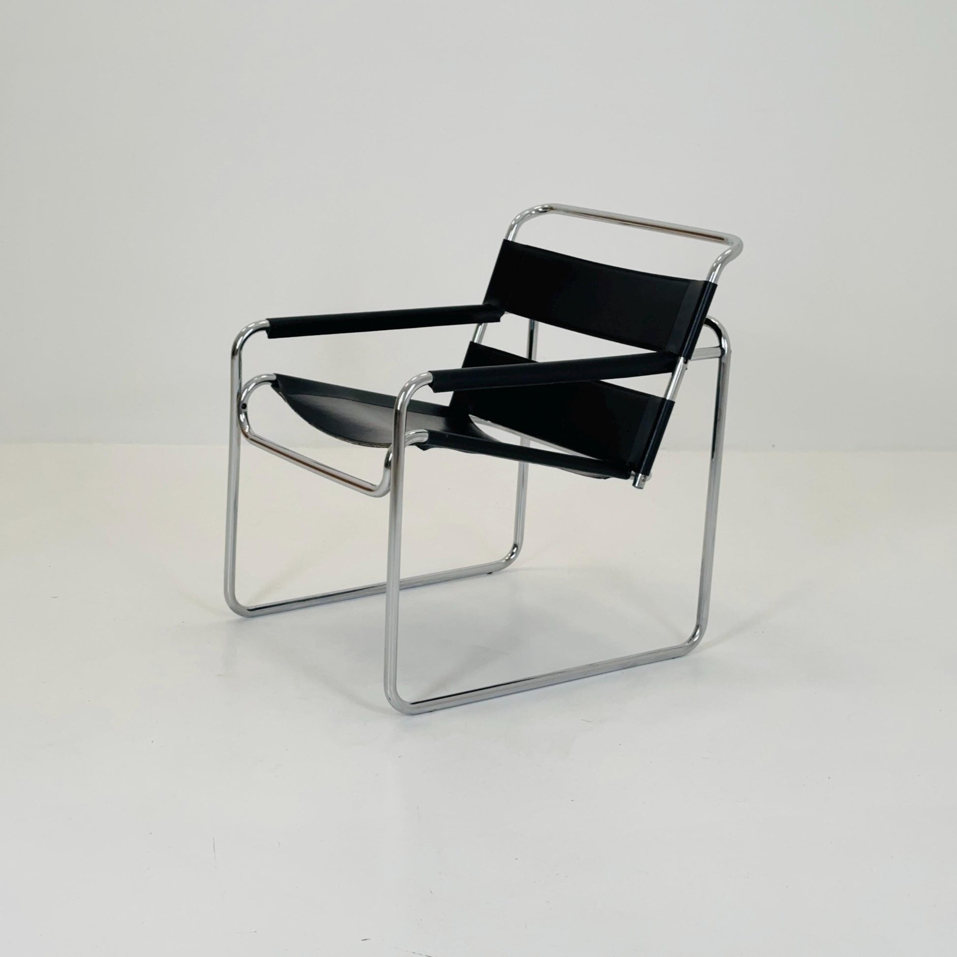 Mid century Bauhaus lounge chair/ lounge chair style of Wassily B3 armchair Italy 1980s