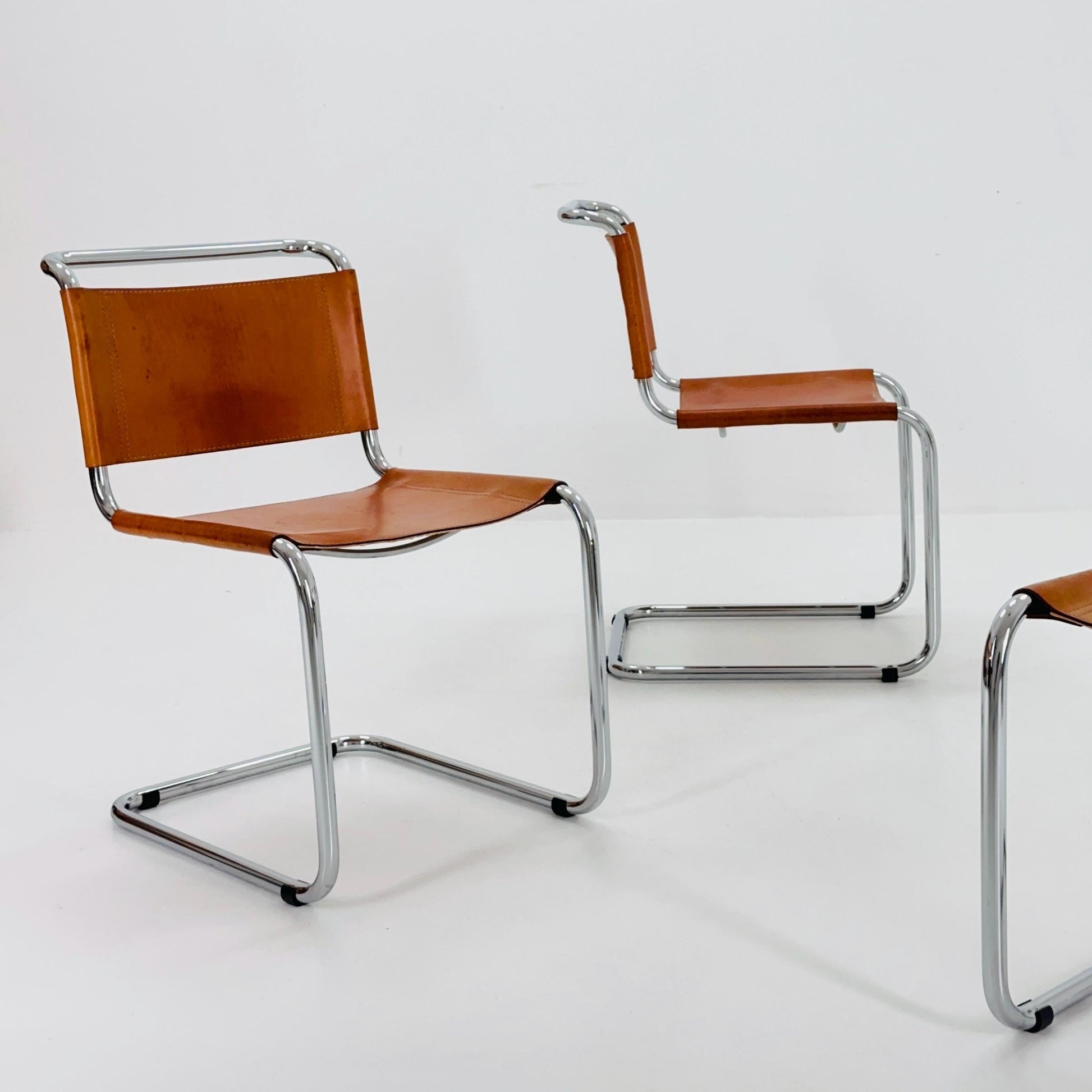 set of 4 Mid-Century Vintage S33 chair from Mart Stam Fasem Italy 1980s
