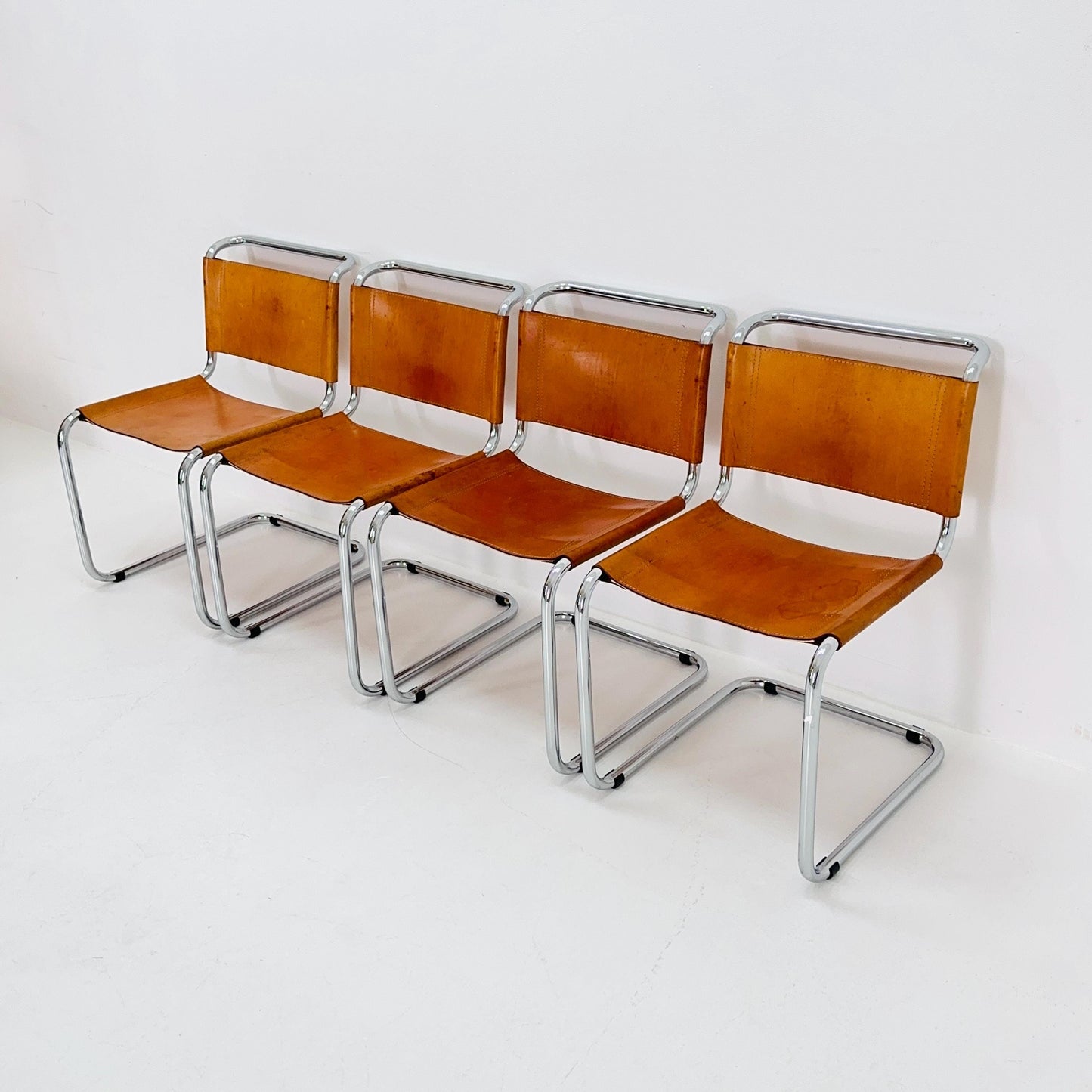 set of 4 Mid-Century Vintage S33 chair from Mart Stam Fasem Italy 1980s