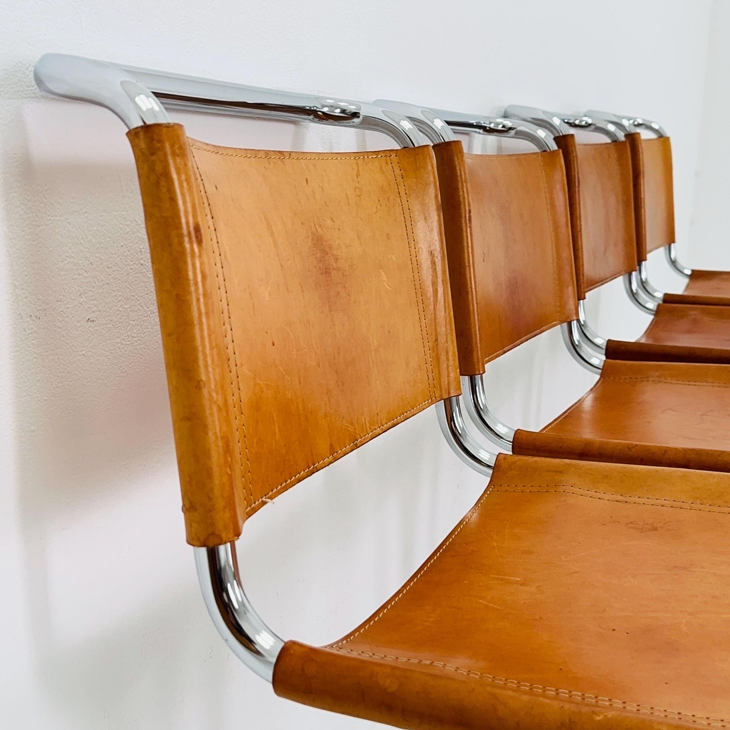 set of 4 Mid-Century Vintage S33 chair from Mart Stam Fasem Italy 1980s