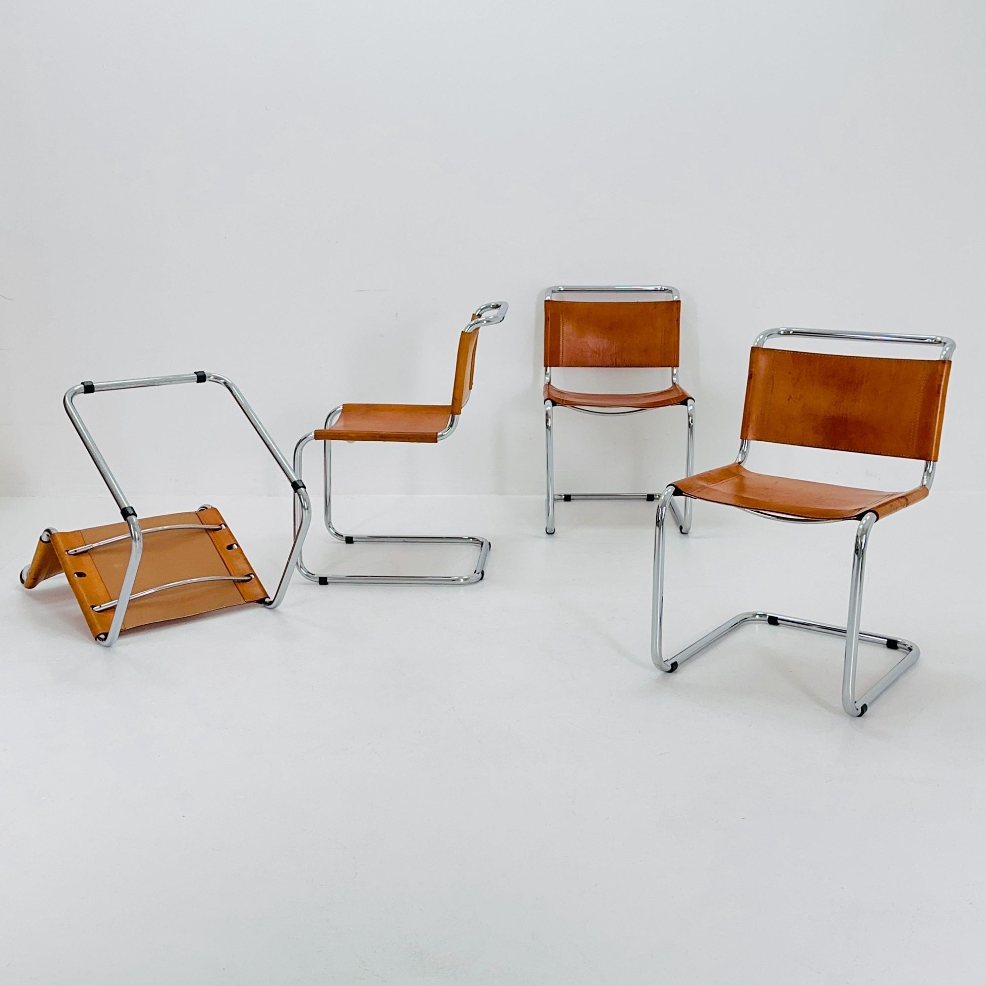 set of 4 Mid-Century Vintage S33 chair from Mart Stam Fasem Italy 1980s