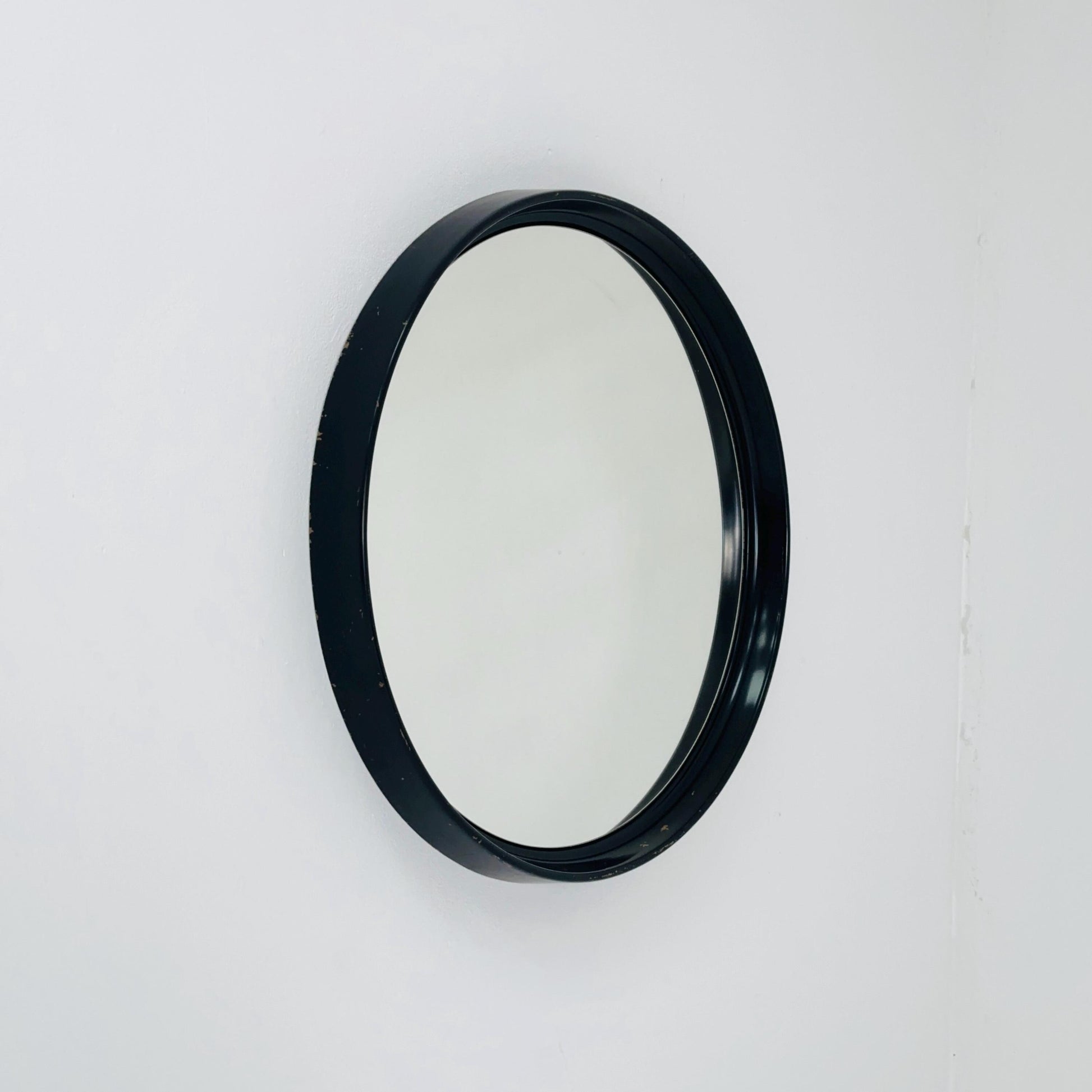 Space Age \Mid-Century Large black Round Wall mirror, 1970s Germany