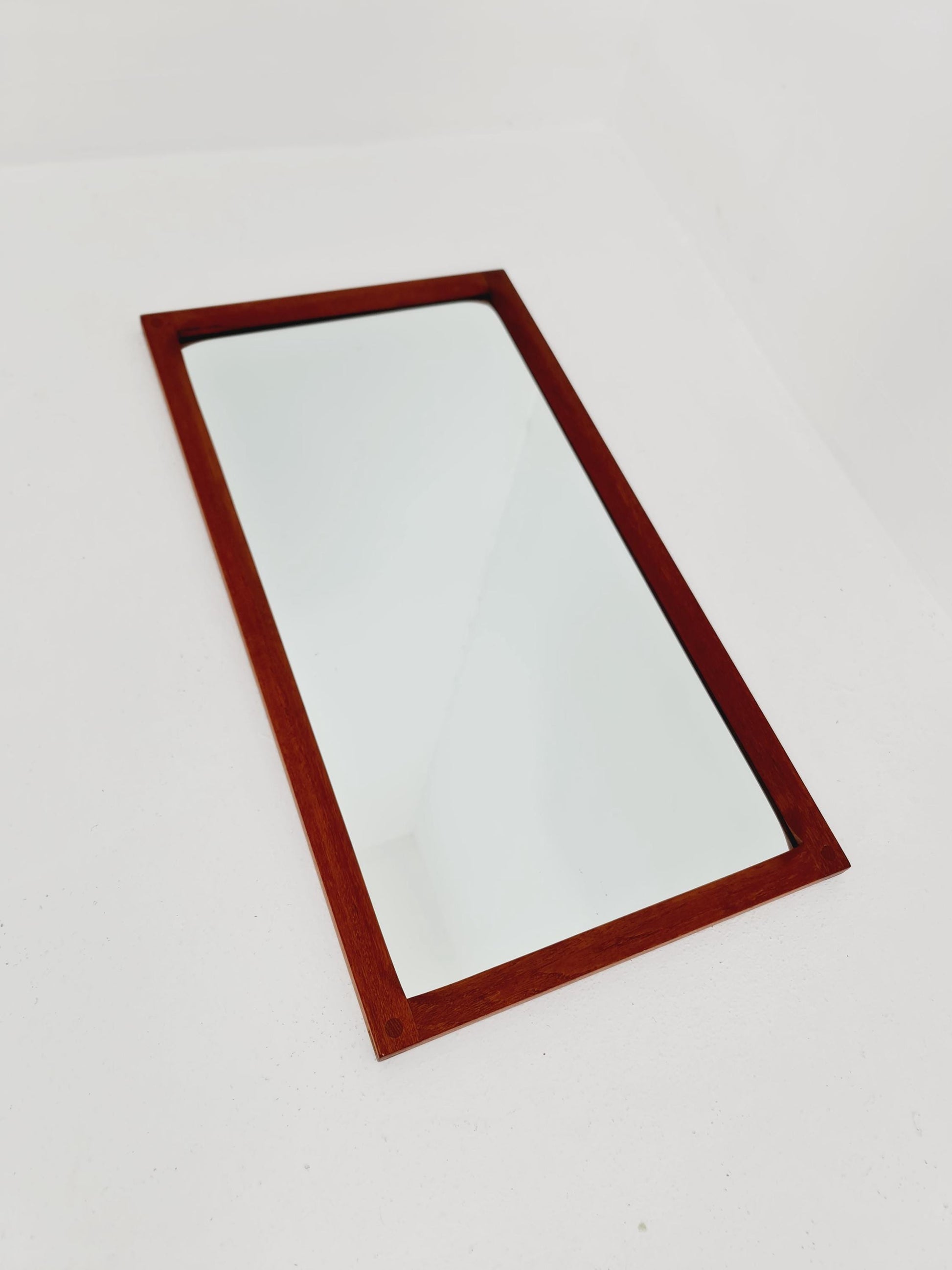 Teak Danish mid-century Modern wall-mounted mirror By Aksel Kjersgaard , 1960s
