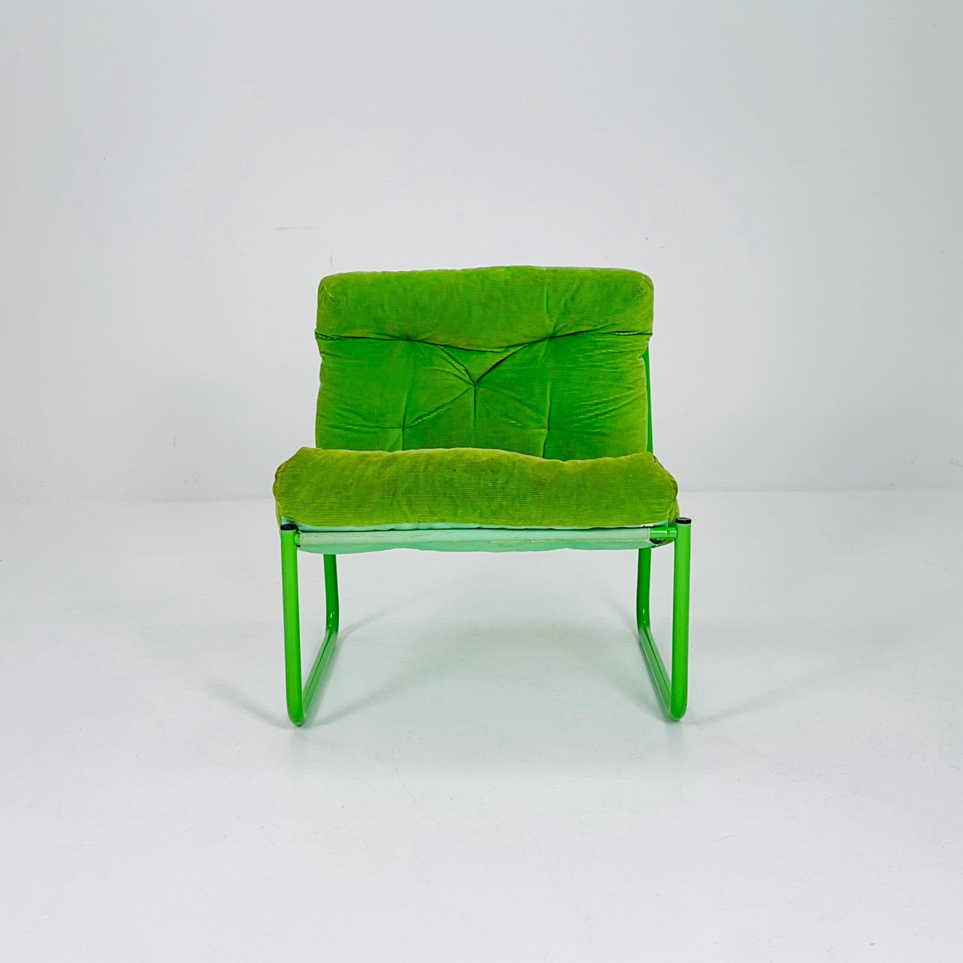 Mid century retro green Pixi velvet lounge chair by Gillis Lundgren for Ikea, 1970s