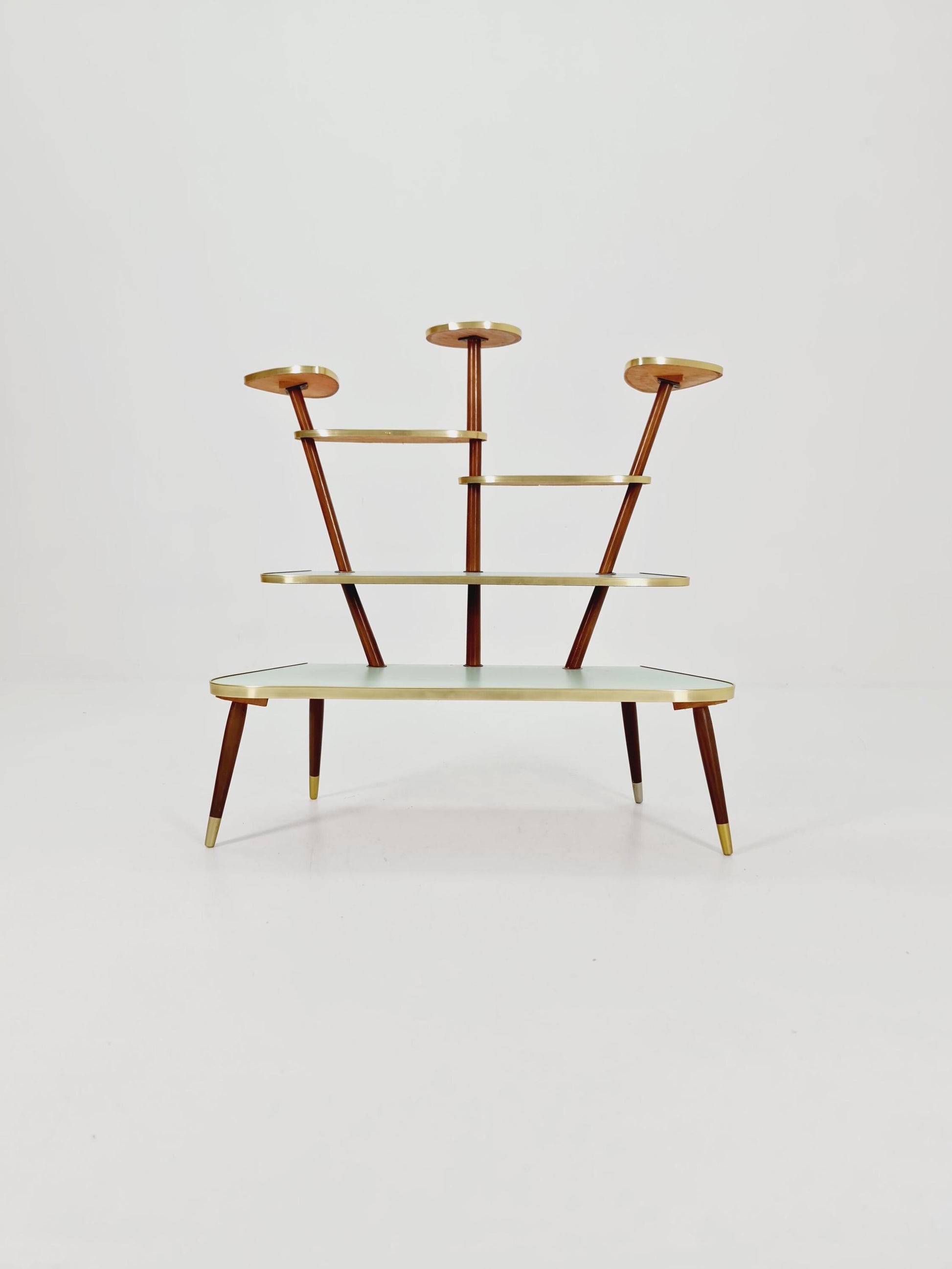 huge 1950s German Plant Stand, Colorful Vintage Mid-Century Minimalist Indoor Plant Stand Side Table Retro flower table