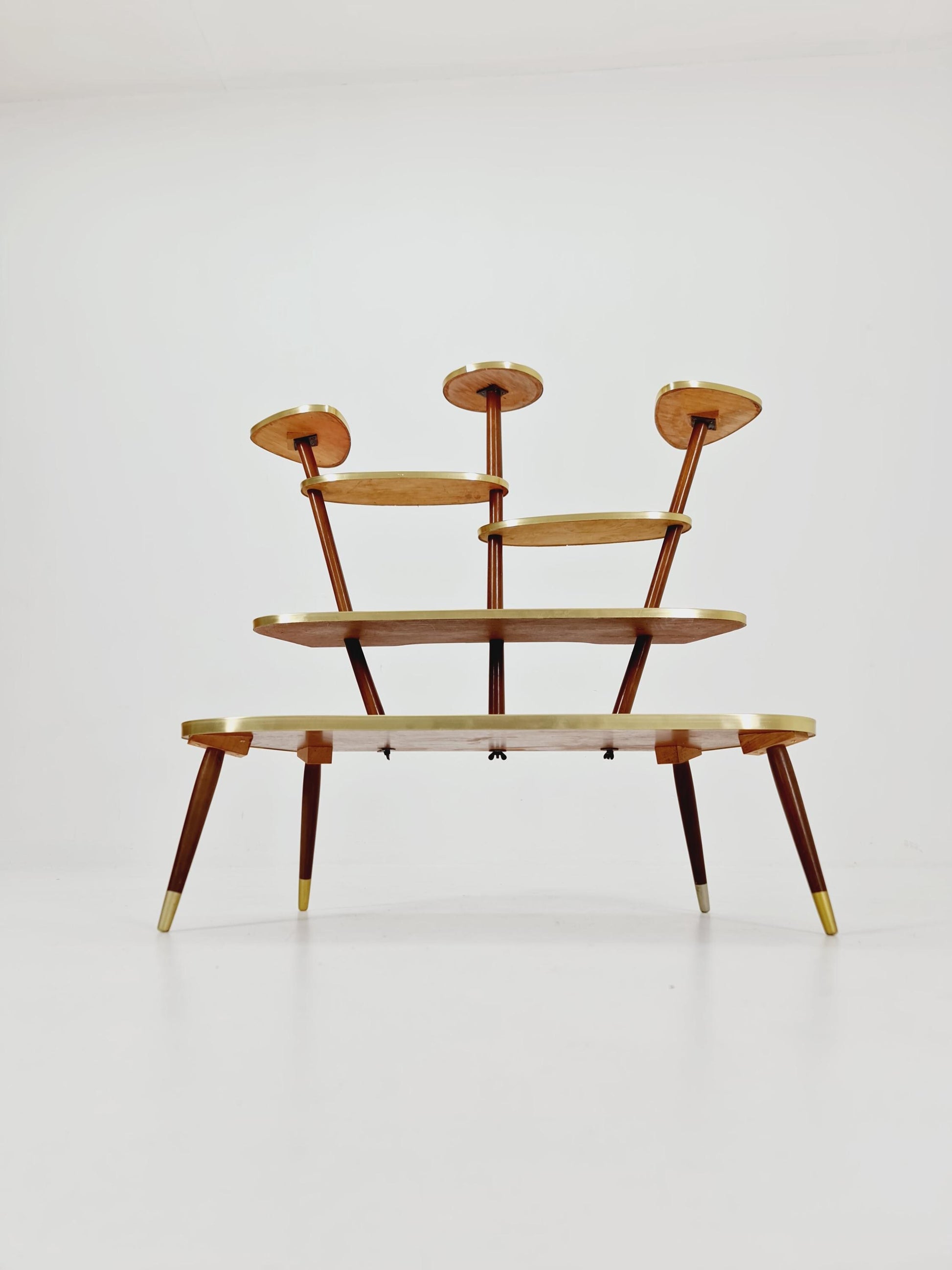 huge 1950s German Plant Stand, Colorful Vintage Mid-Century Minimalist Indoor Plant Stand Side Table Retro flower table