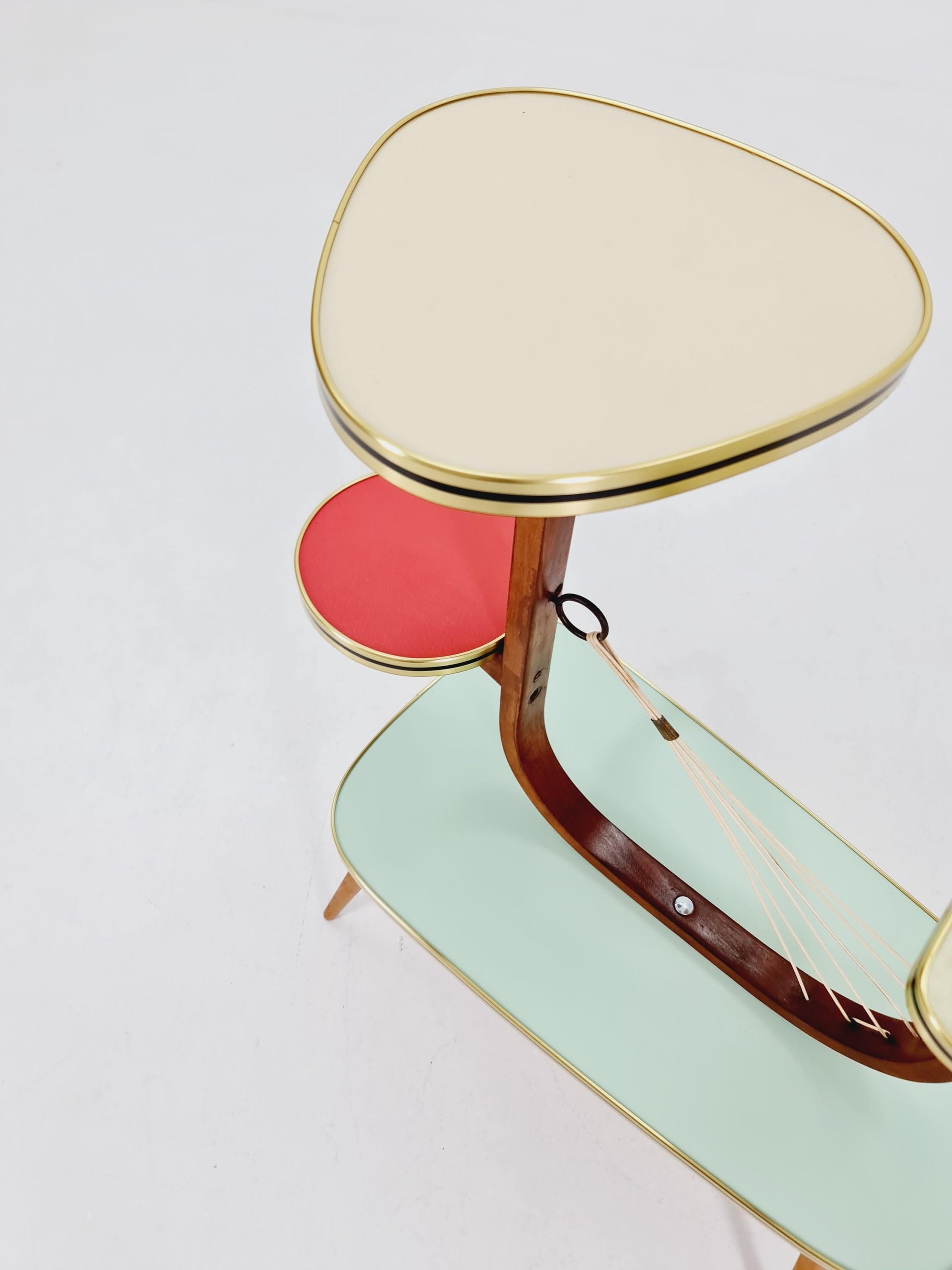 Big 1950s German Plant Stand, Colorful Vintage Mid-Century Minimalist Indoor Plant Stand Side Table Retro flower table