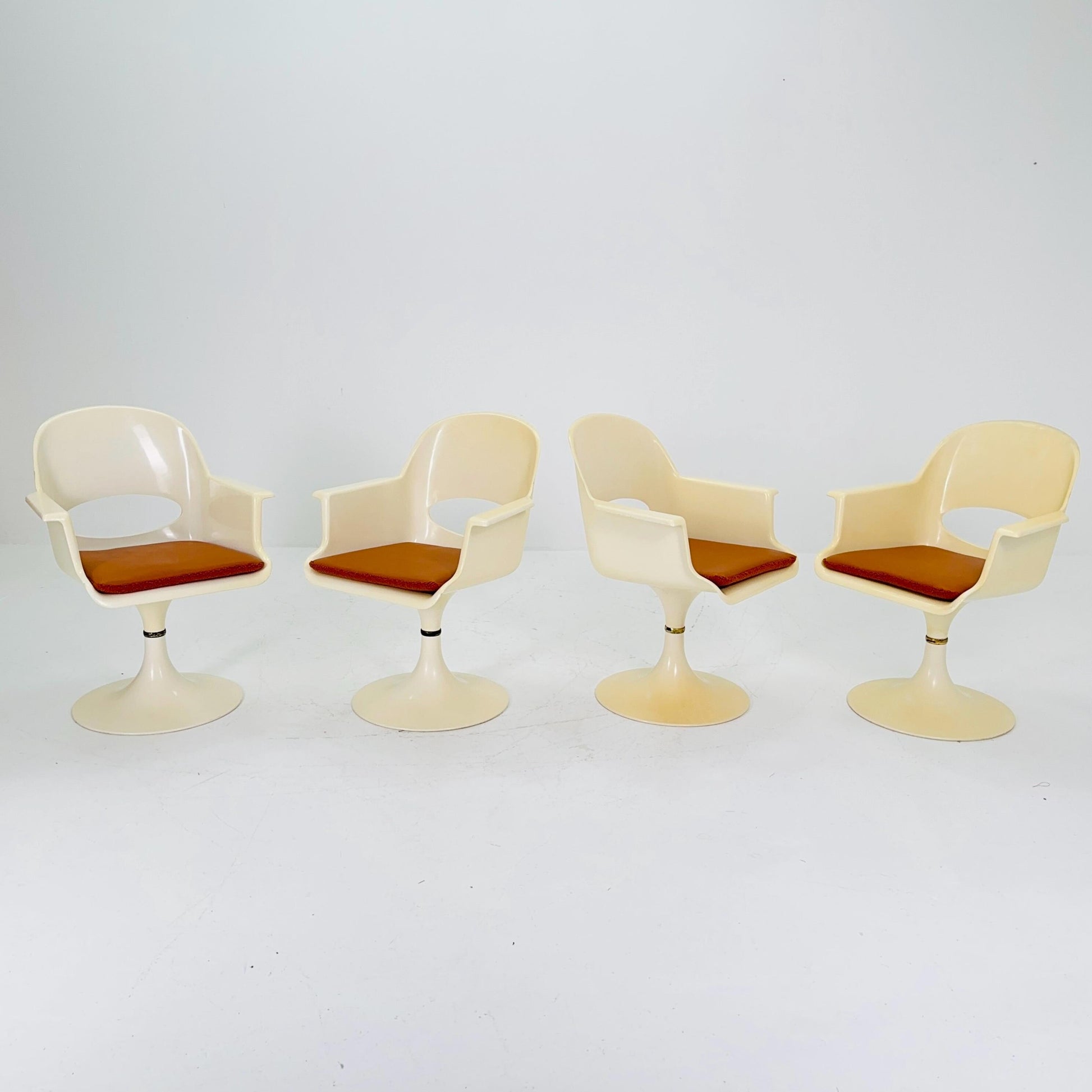 set of 4 Space-age Tulip dining revolving armchairs by Kurz, Germany 1970s