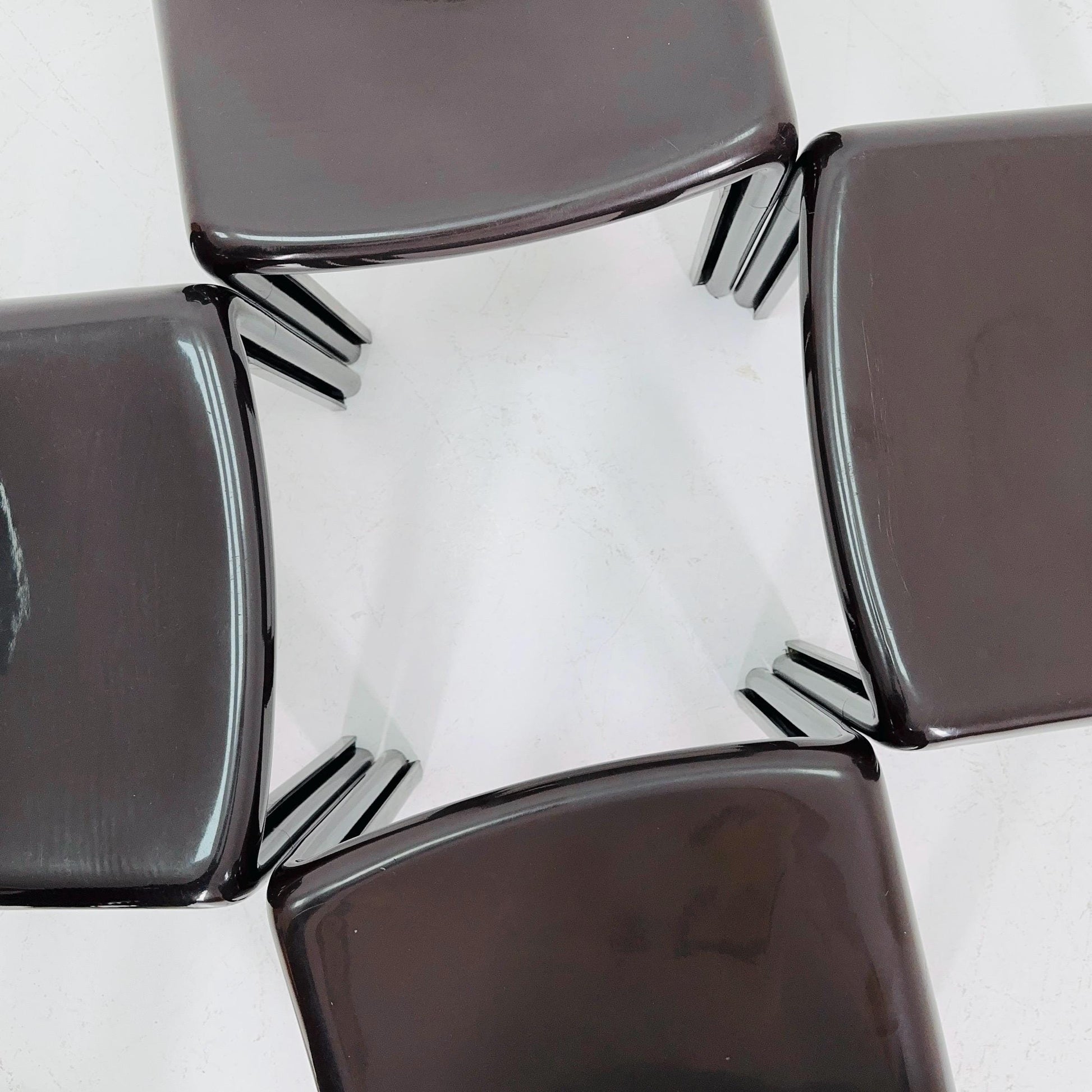 Set of 4 Vintage dark brown Selene Fiberglass Chair by Vico Magistretti for Artemide 1968