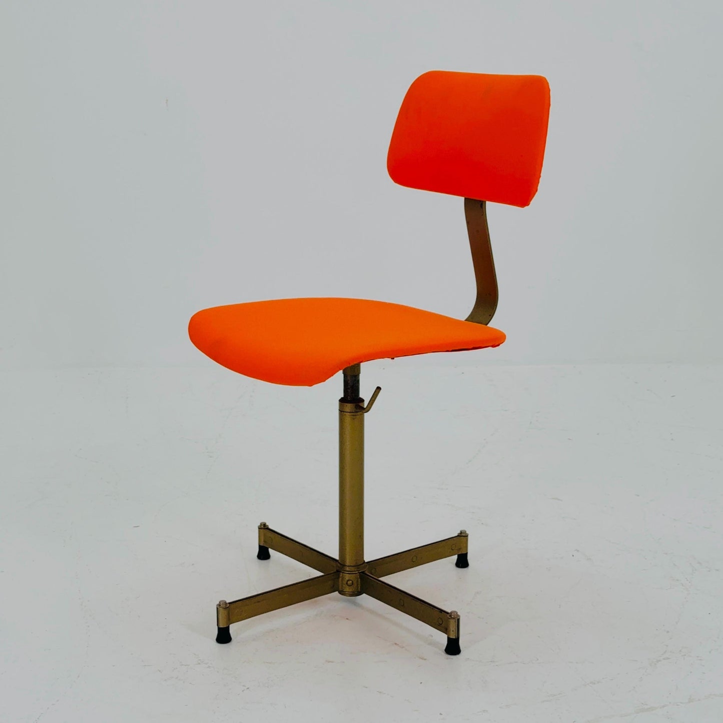 Mid century Industrial German Desk Chair with Orange Upholstery 1980s