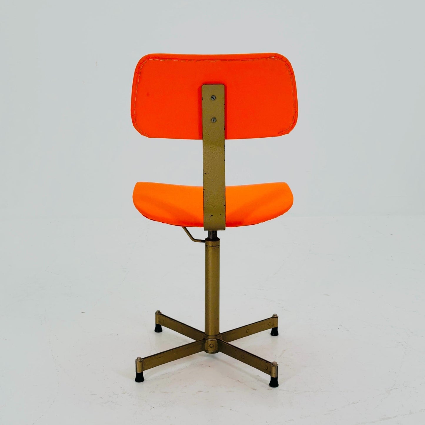 Mid century Industrial German Desk Chair with Orange Upholstery 1980s