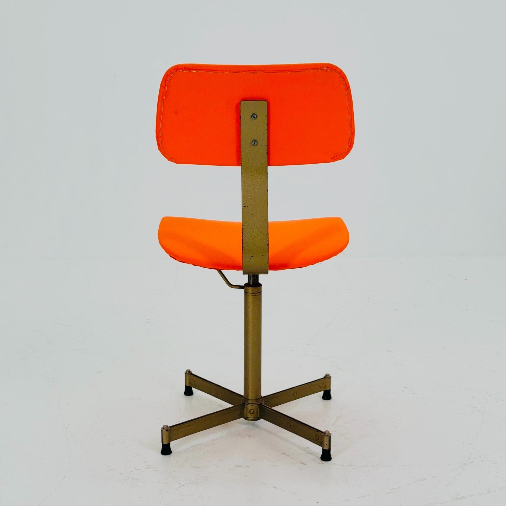 Mid century Industrial German Desk Chair with Orange Upholstery 1980s