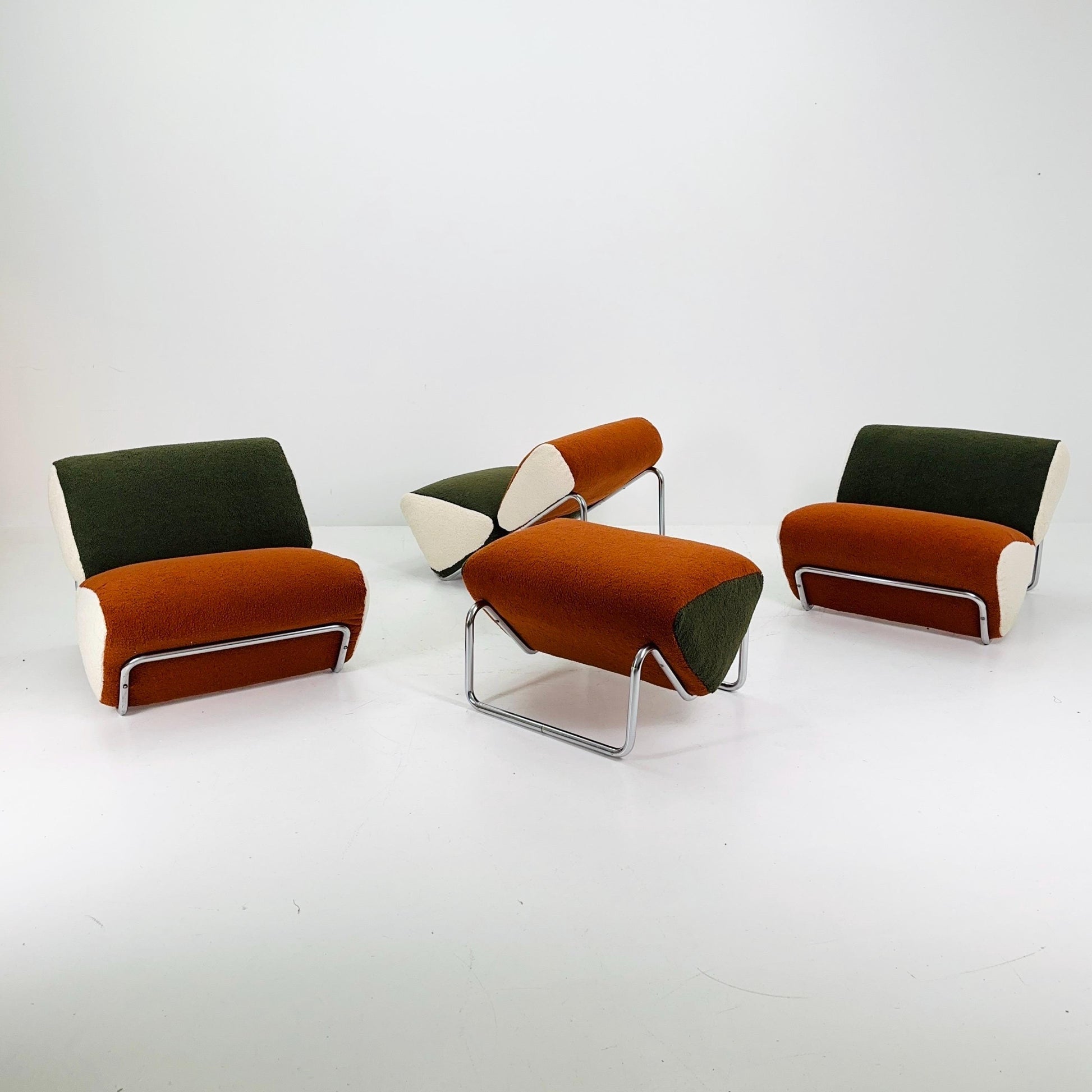 Mid century 3- modular lounge sofas and ottoman by Peter Brown for TH Brown 1980s