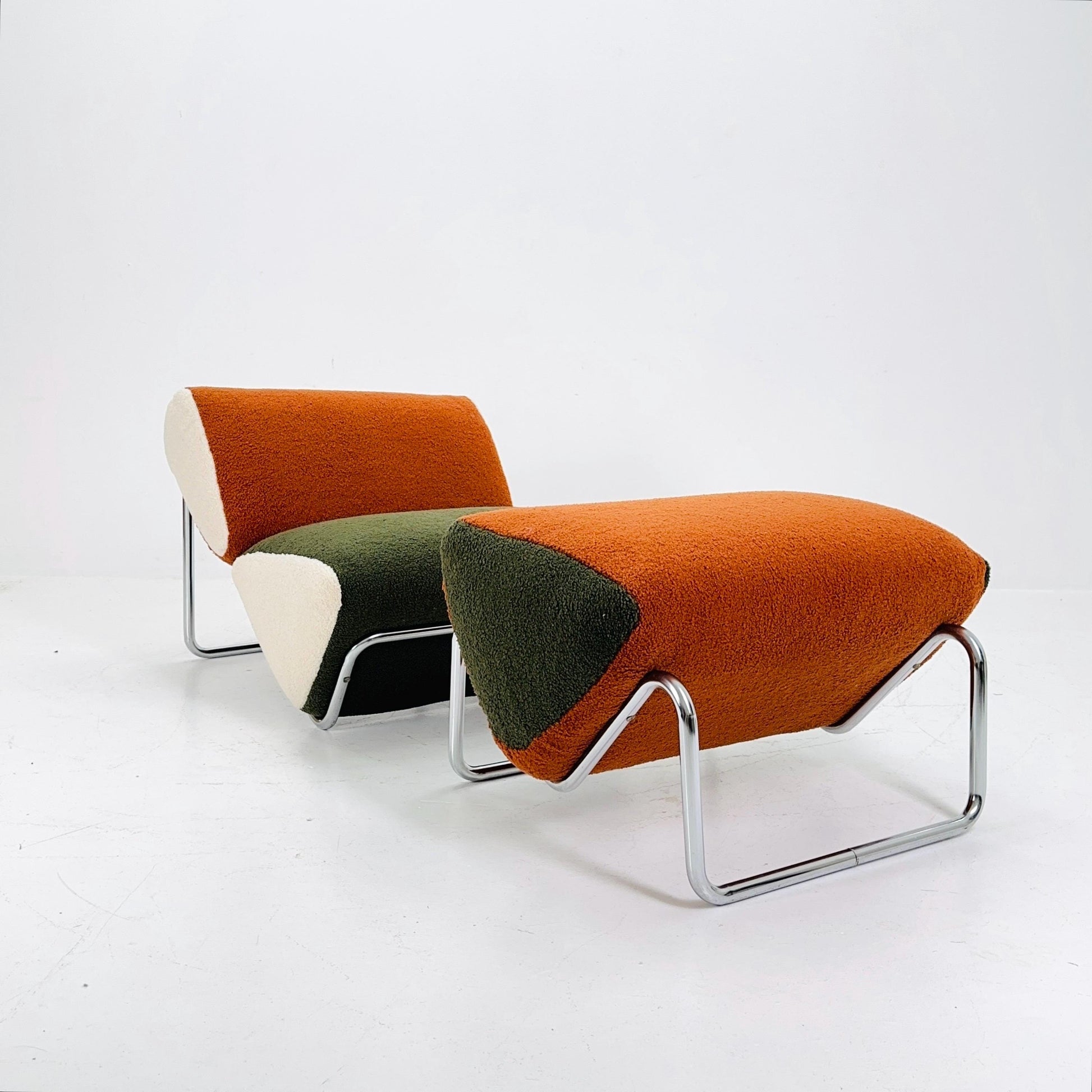 Set of 2 Mid century lounge chair and ottoman by Peter Brown for TH Brown 1980s