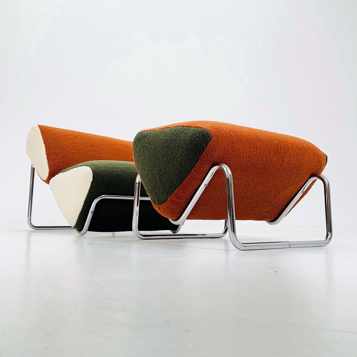 Set of 2 Mid century lounge chair and ottoman by Peter Brown for TH Brown 1980s