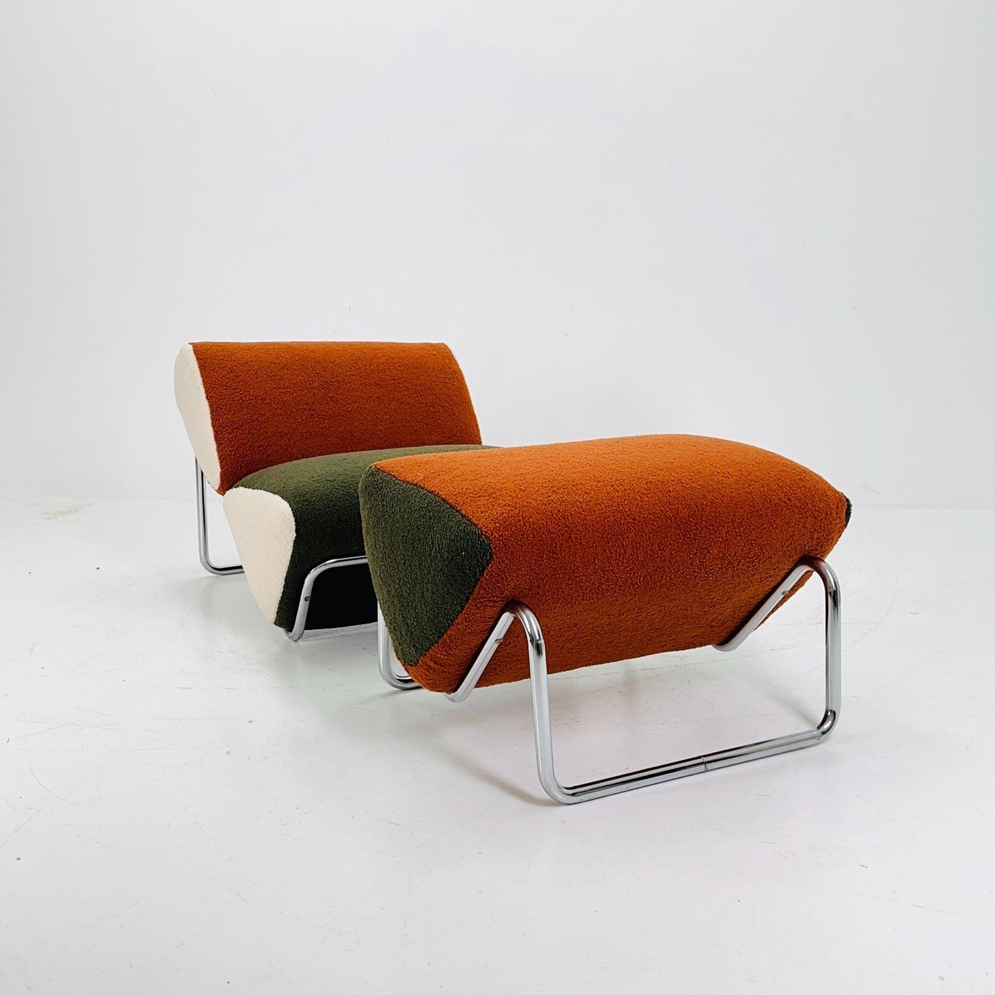 Set of 2 Mid century lounge chair and ottoman by Peter Brown for TH Brown 1980s