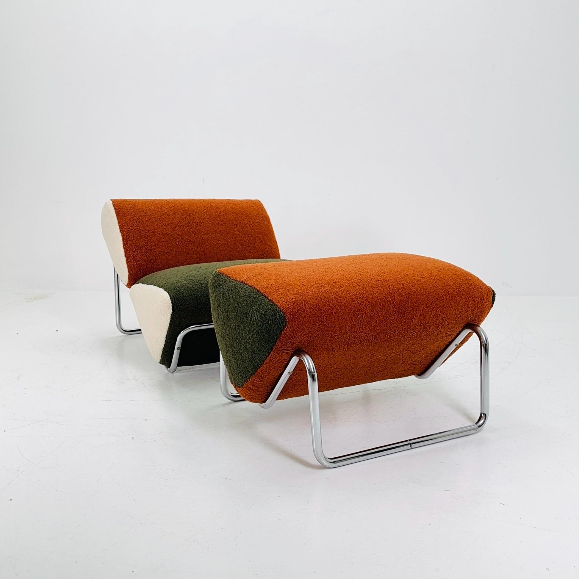 Set of 2 Mid century lounge chair and ottoman by Peter Brown for TH Brown 1980s