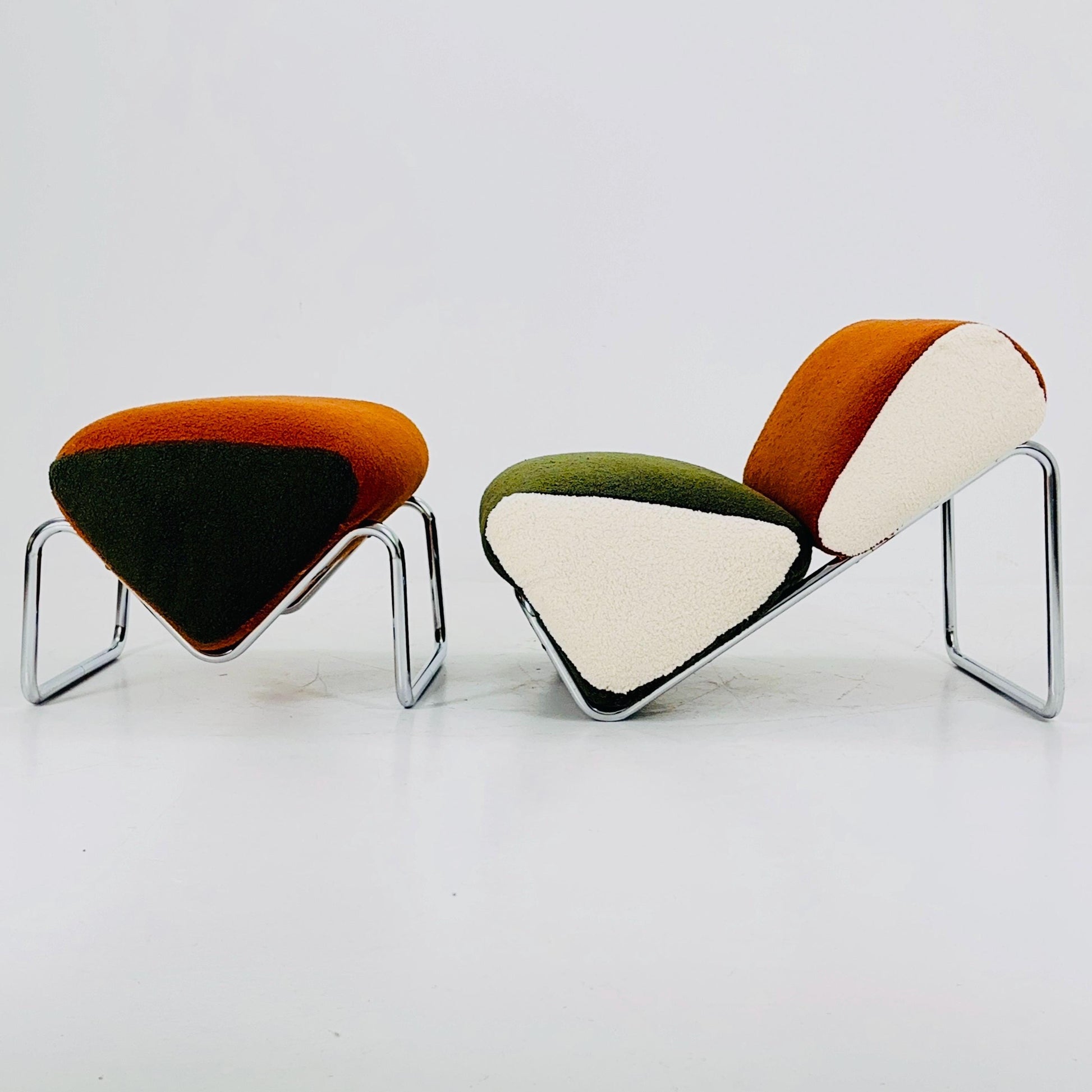 Set of 2 Mid century lounge chair and ottoman by Peter Brown for TH Brown 1980s