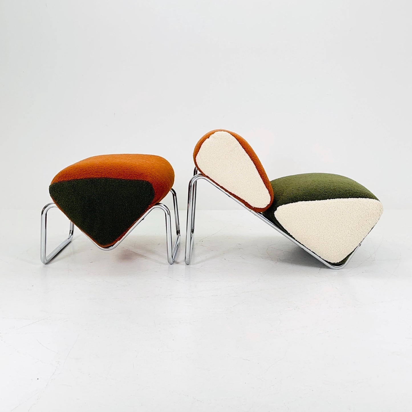 Set of 2 Mid century lounge chair and ottoman by Peter Brown for TH Brown 1980s