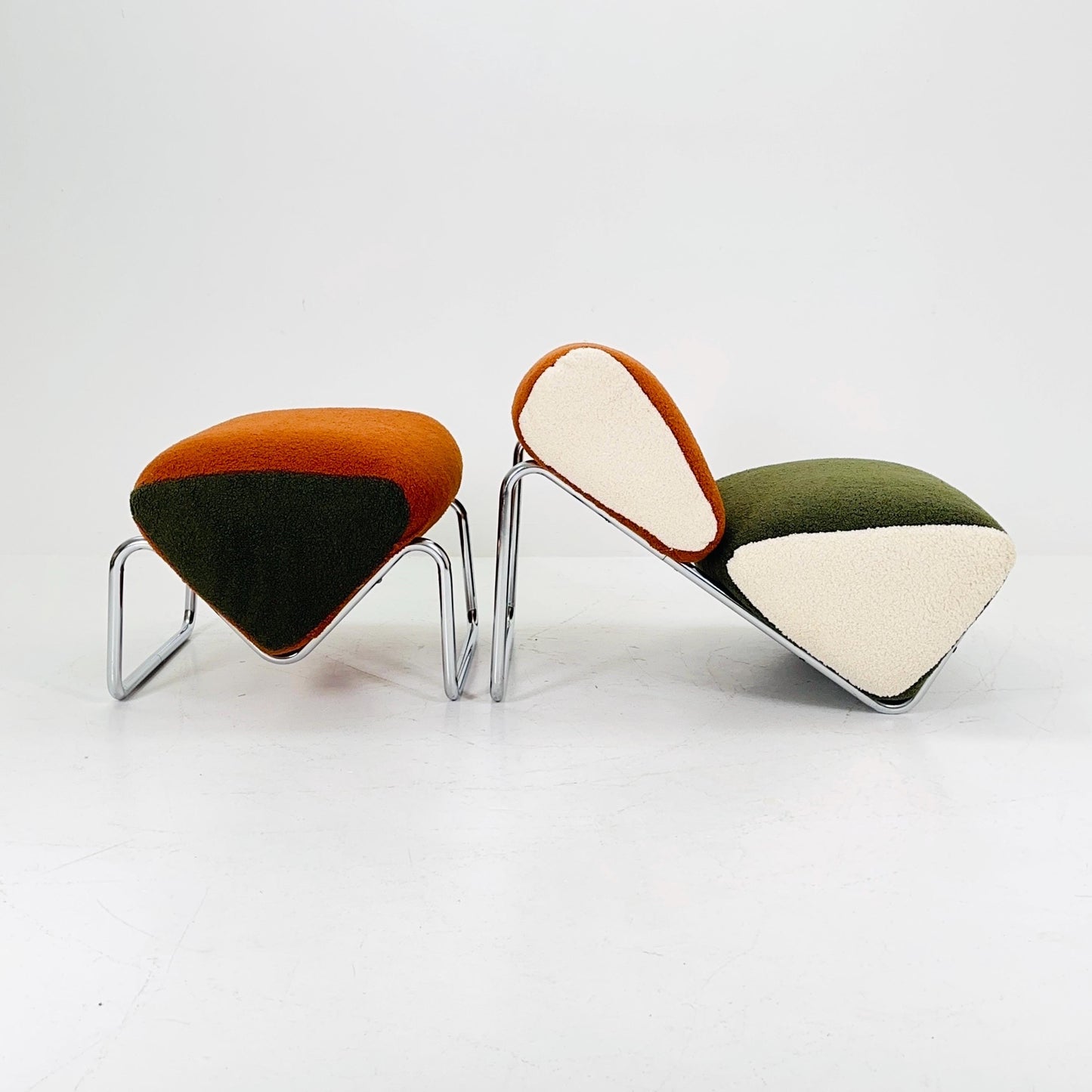 Set of 2 Mid century lounge chair and ottoman by Peter Brown for TH Brown 1980s