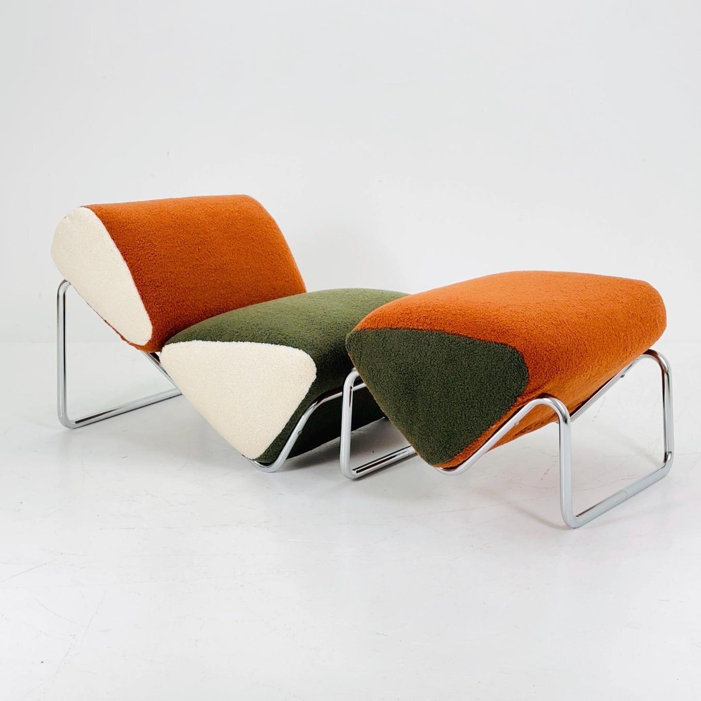 Set of 2 Mid century lounge chair and ottoman by Peter Brown for TH Brown 1980s