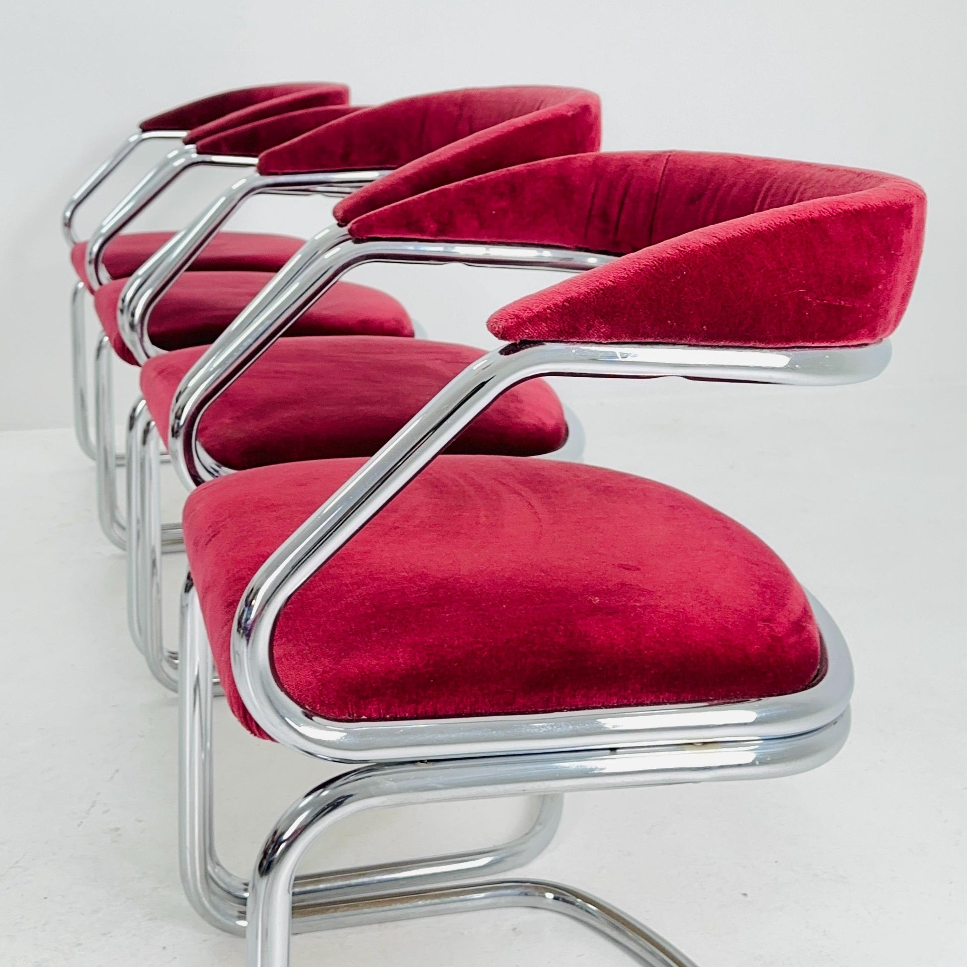 Set of 4 Mid Century Dining table armchairs by Giotto Stoppino, Italy, 1970s