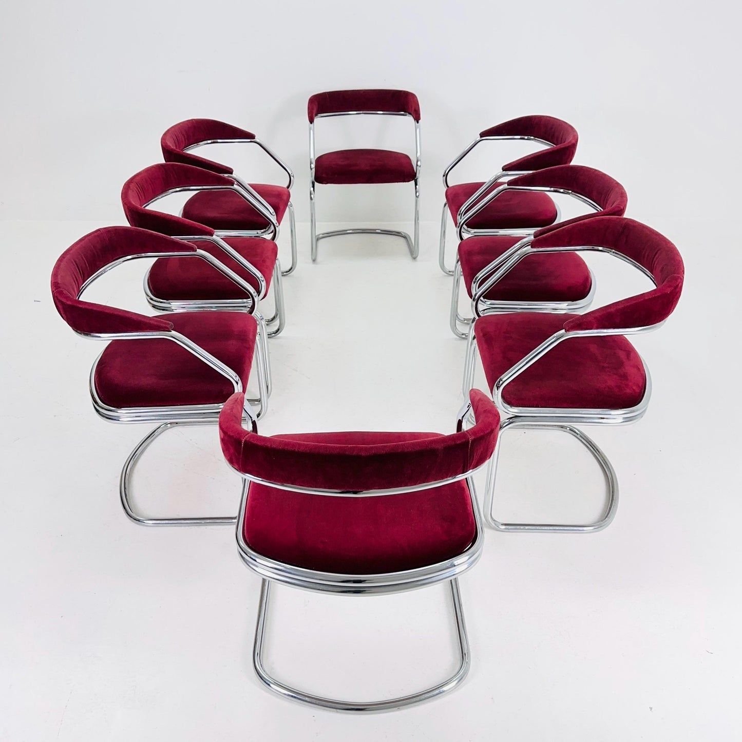 Set of 8 Mid Century Dining table armchairs by Giotto Stoppino, Italy, 1970s