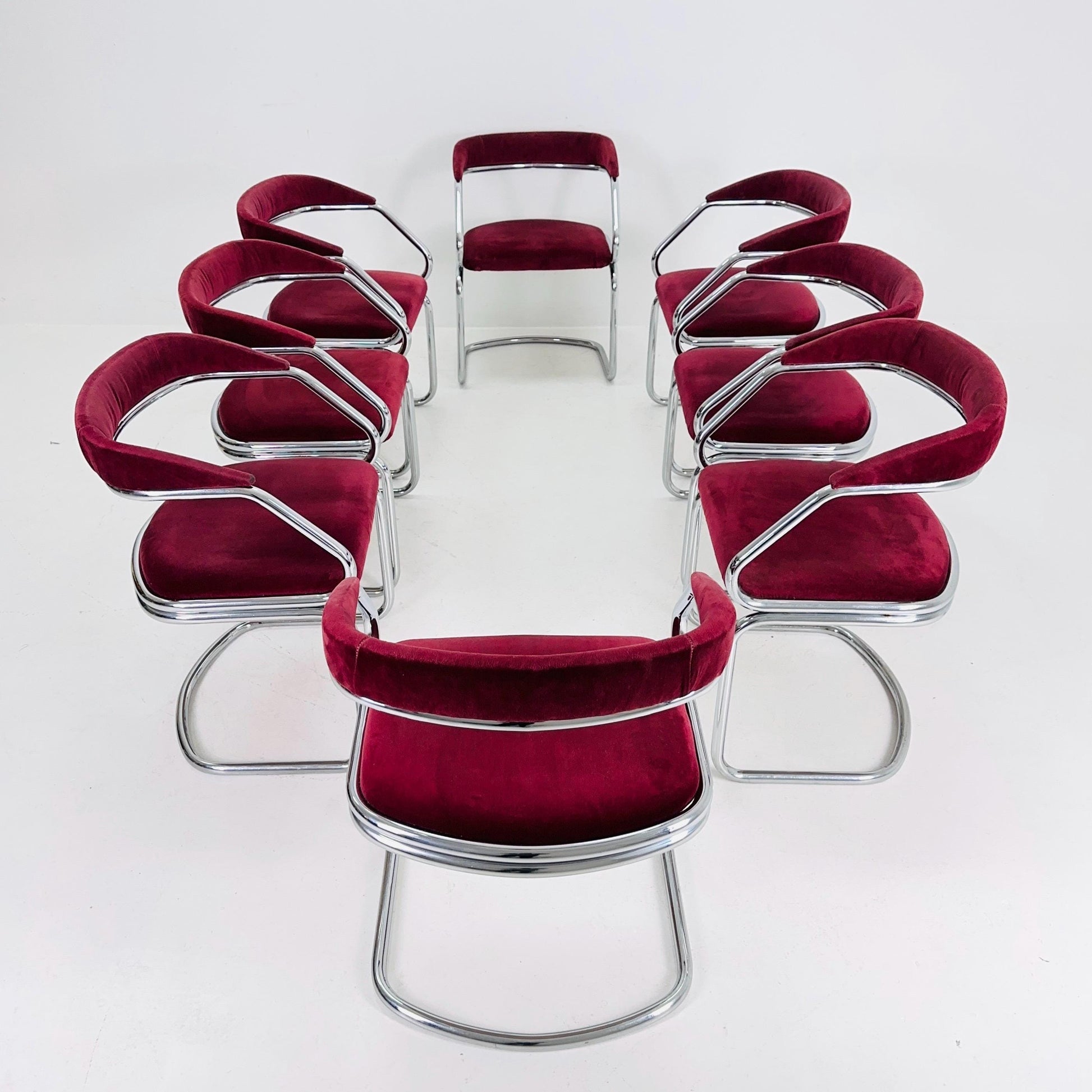 Set of 8 Mid Century Dining table armchairs by Giotto Stoppino, Italy, 1970s
