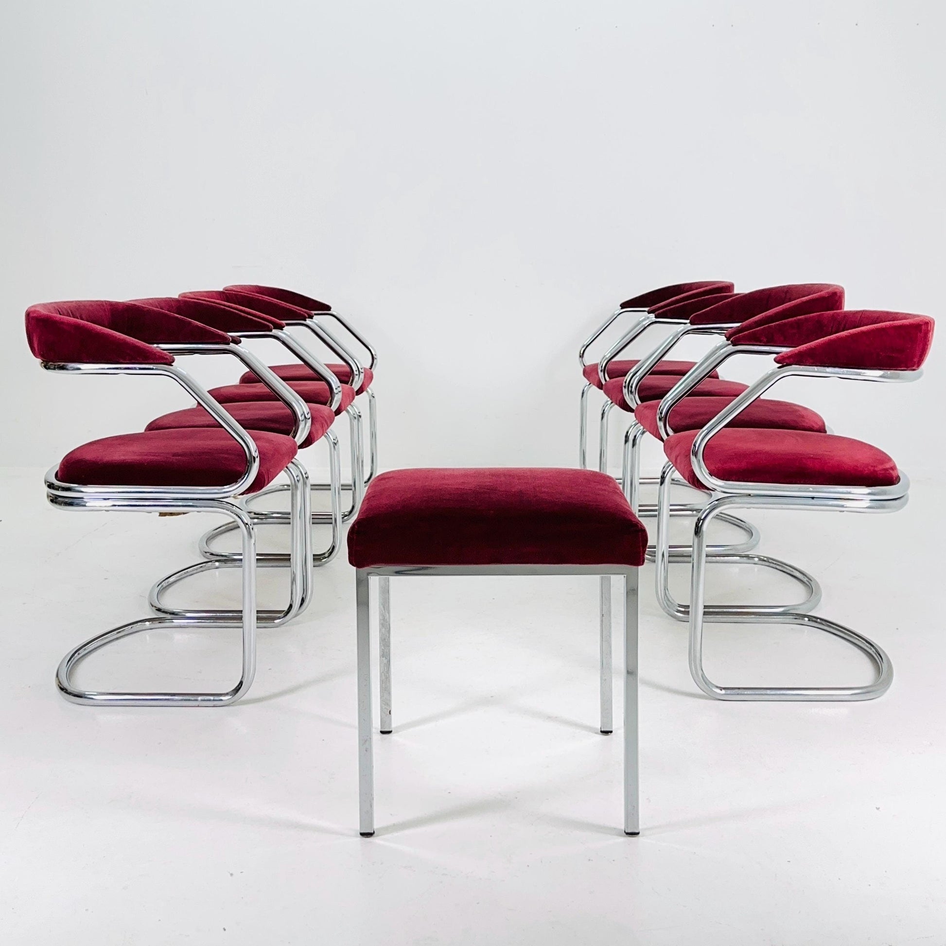 Set of 8 Mid Century Dining table armchairs by Giotto Stoppino, Italy, 1970s