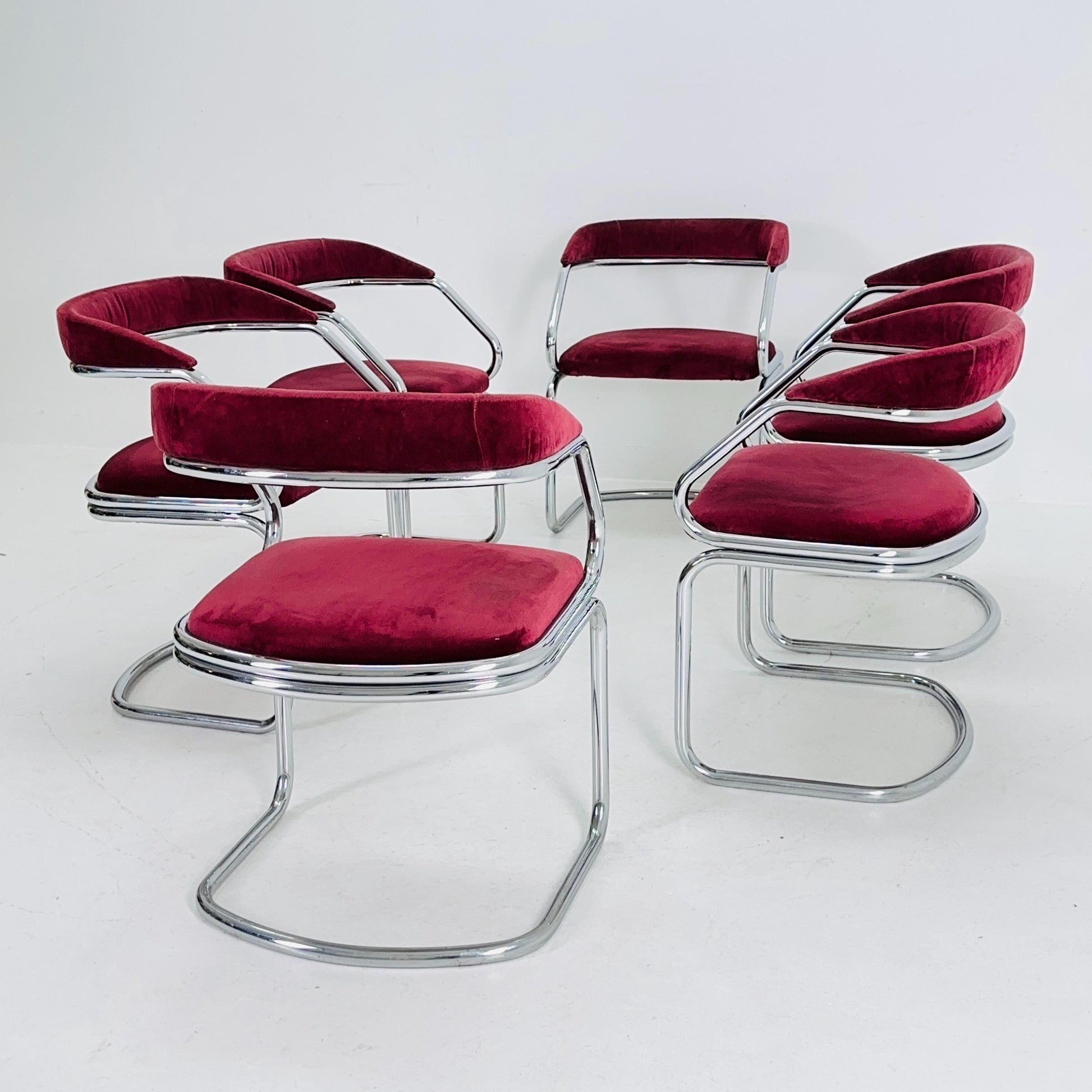 Set of 6 Mid Century Dining table armchairs by Giotto Stoppino, Italy, 1970s