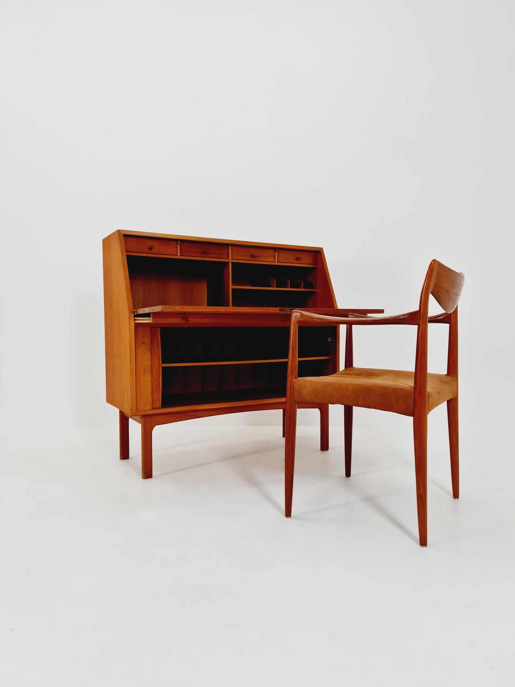 Midcentury Secretary Desk in teak by Bernhard pedersen & Son , Denmark, 1960’s