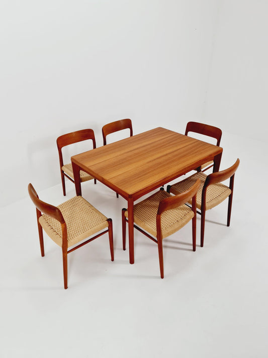 Danish Henning Kjaernulf rectangular teak table with two extension leaves, Denmark 1960s