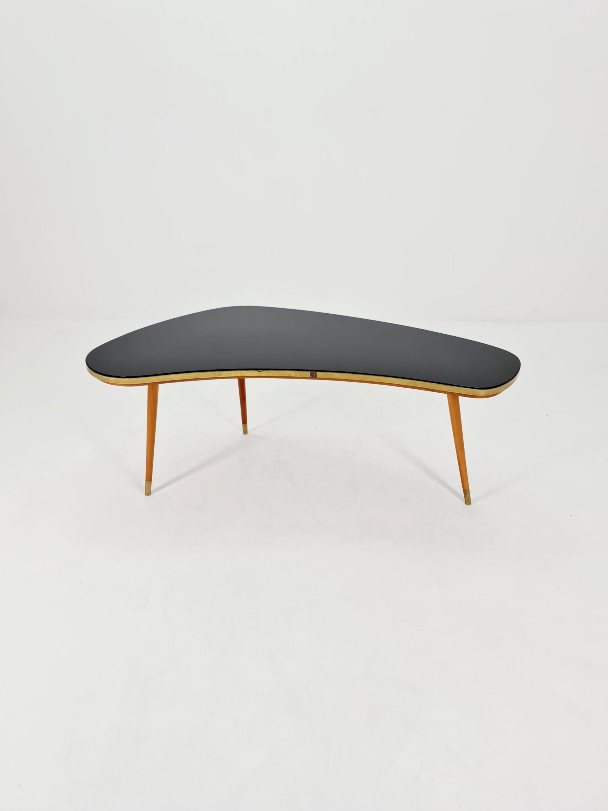 German Mid-Century Tripod Glass & Brass Coffee Table By Else 1950s