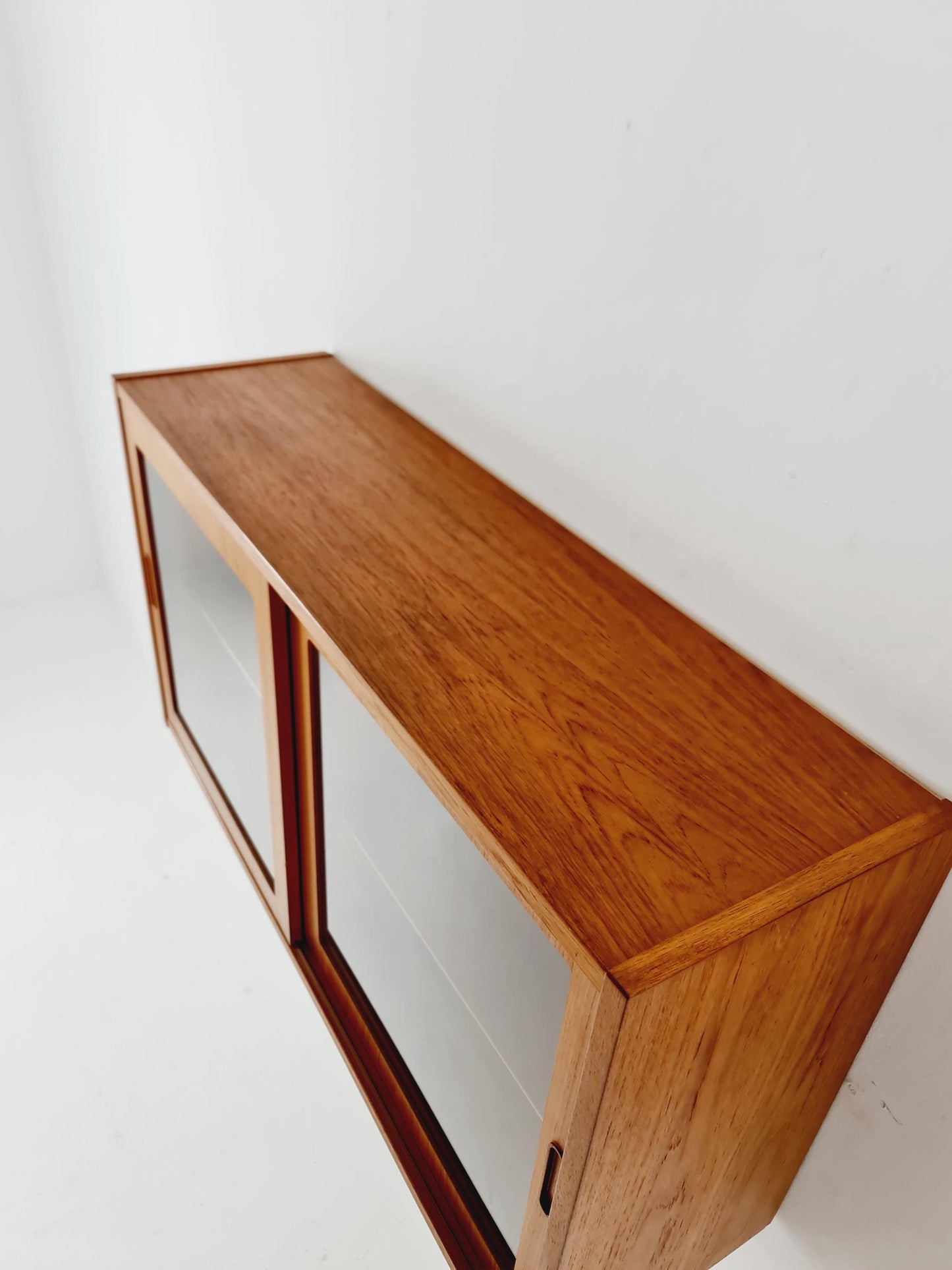 Mid century Danish teak hanging showcase Cabinet, sideboard By hundevad , 1960s