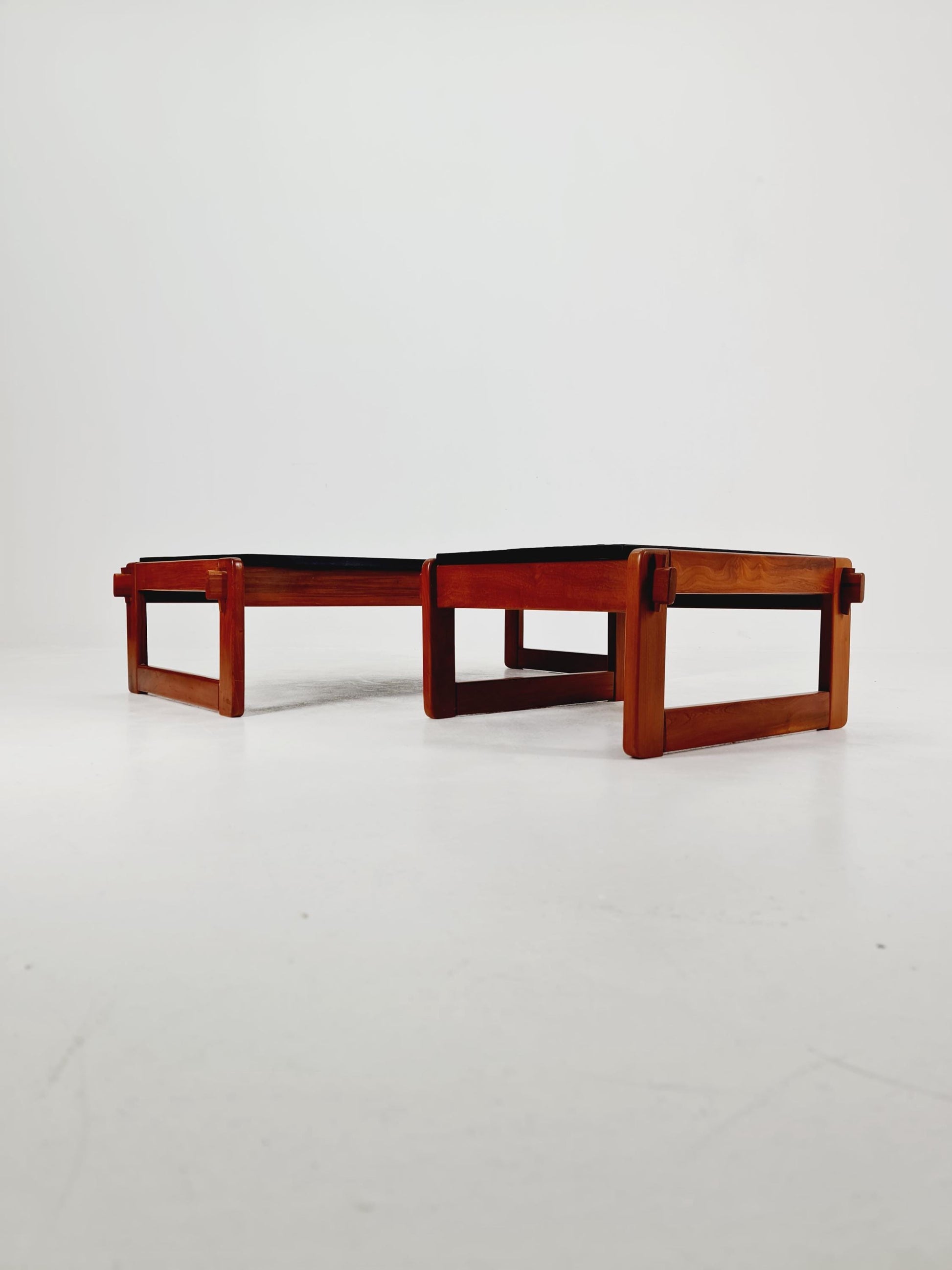 Mid century Danish Teak with black granite club Coffee table By percival Lafer Denmark, 1960s Set of 2