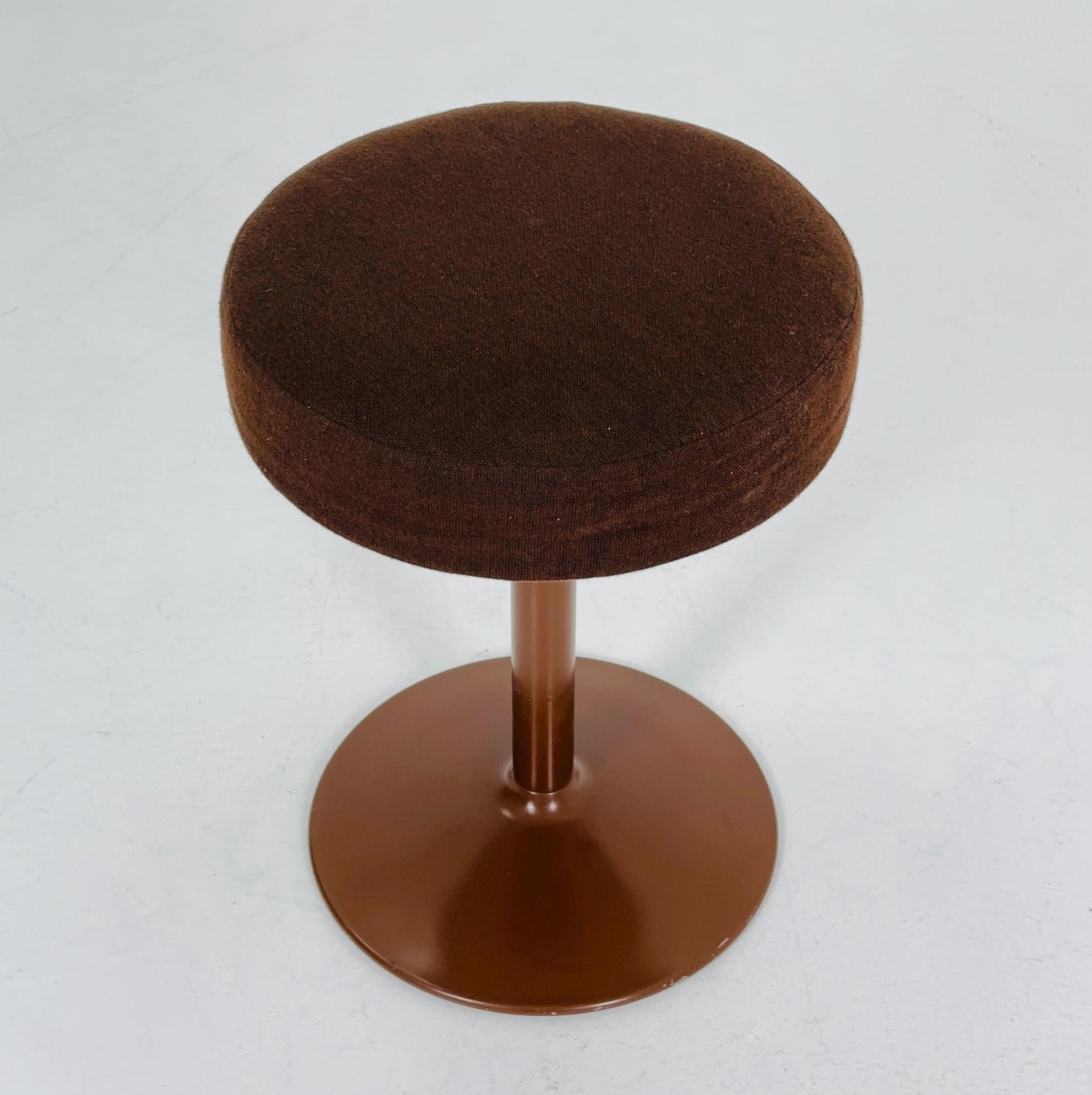 Mid century stool in Spaceage brown fabric 1970s Germany