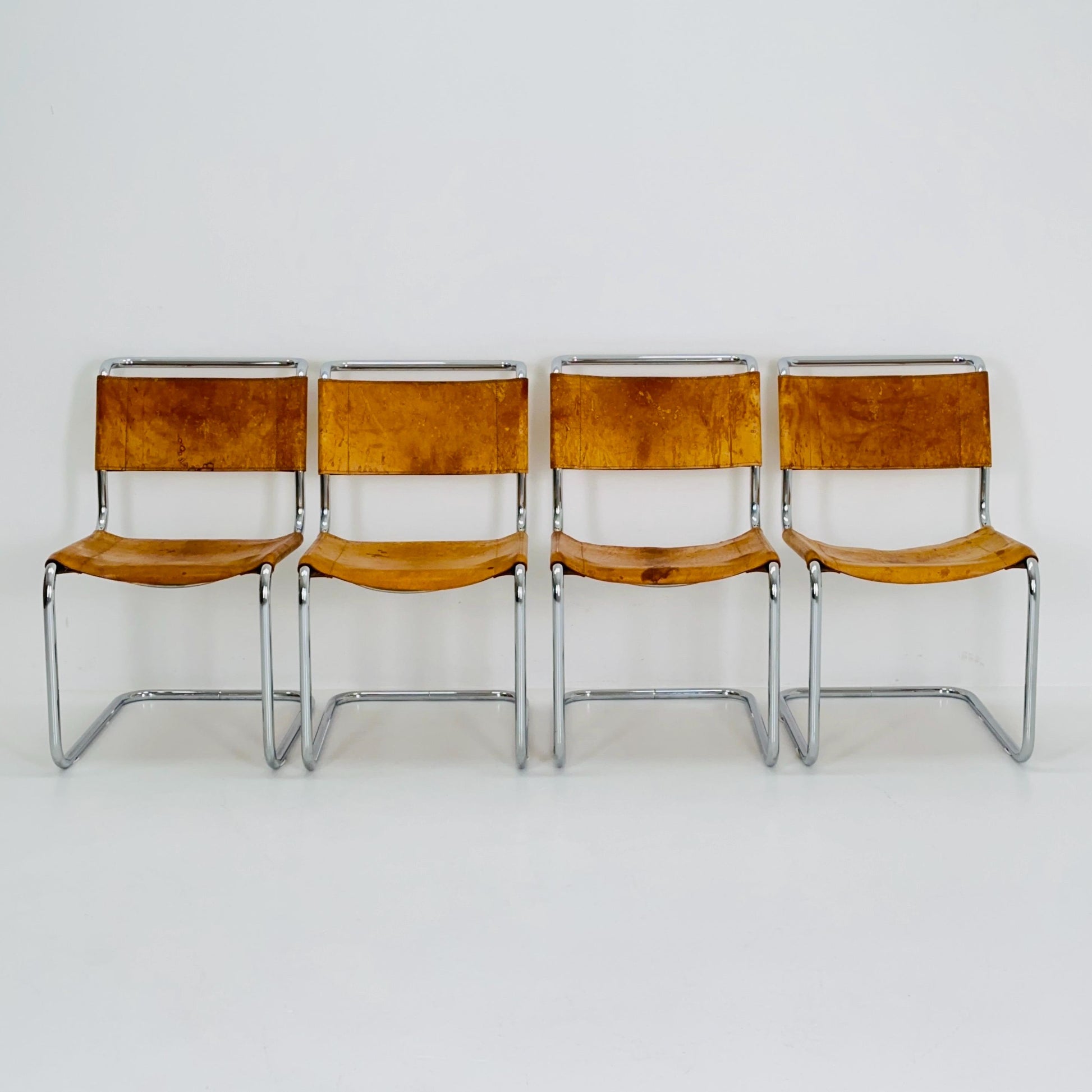 1 of 4 Mid-Century Vintage S33 Cognac Chairs by Mart Stam & Marcel Breuer from Thonet 1980s