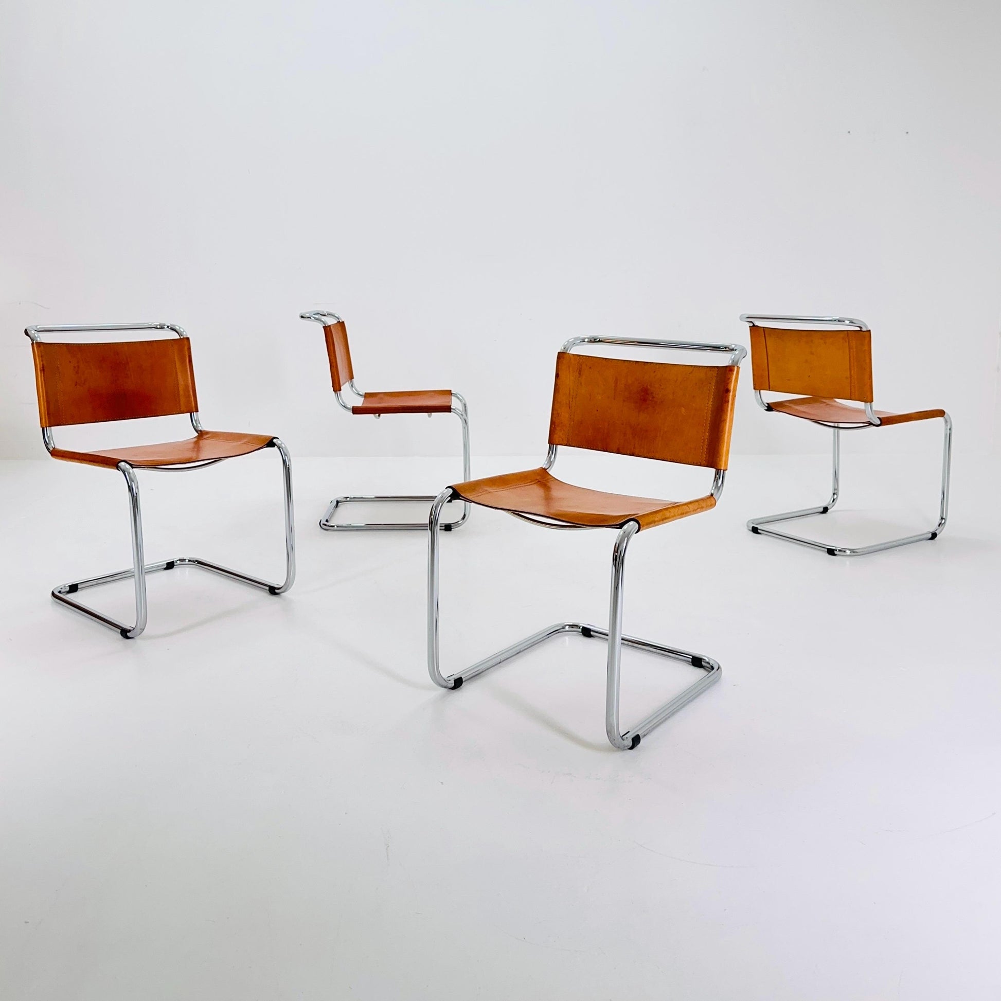 set of 4 Mid-Century Vintage S33 chair from Mart Stam Fasem Italy 1980s