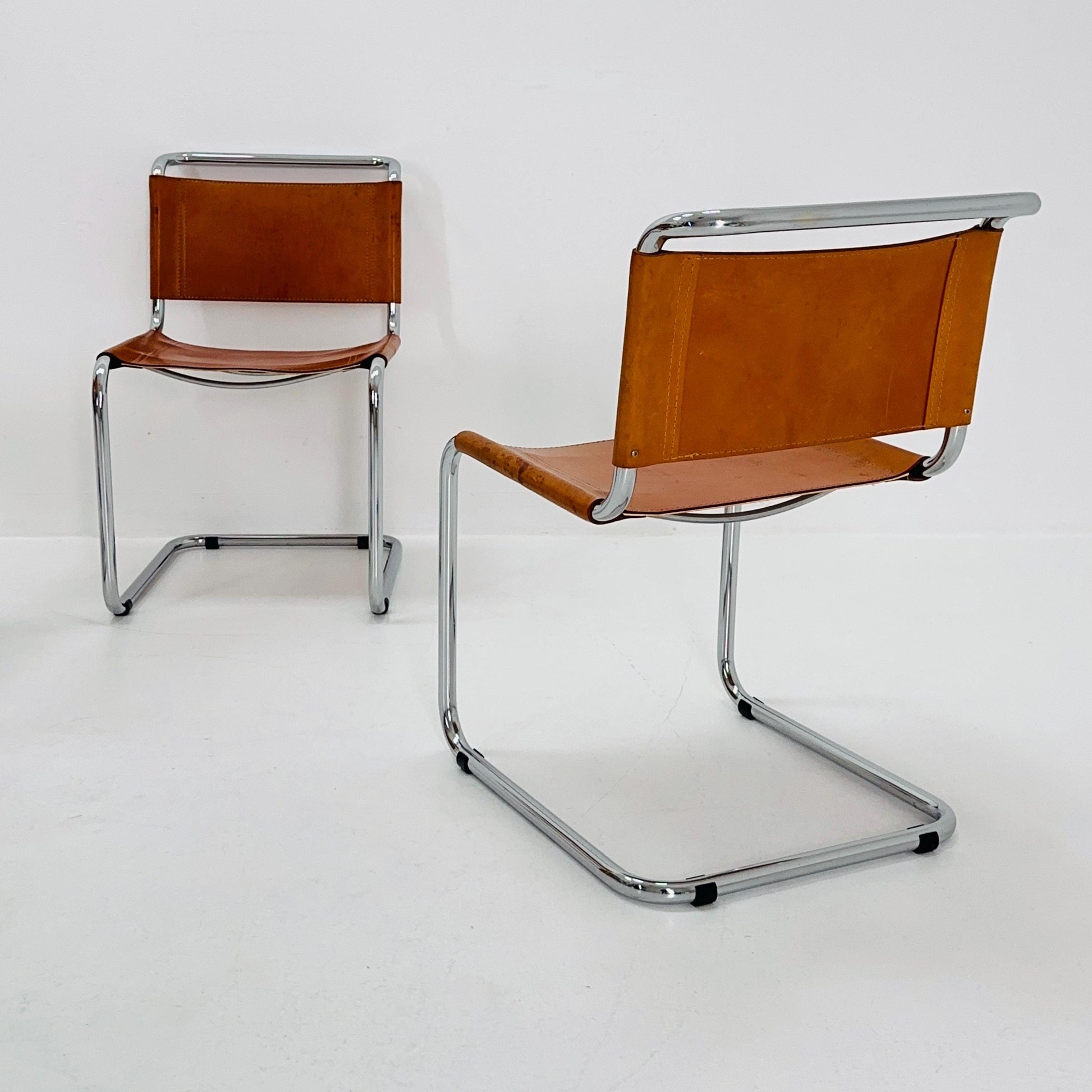 set of 4 Mid-Century Vintage S33 chair from Mart Stam Fasem Italy 1980s