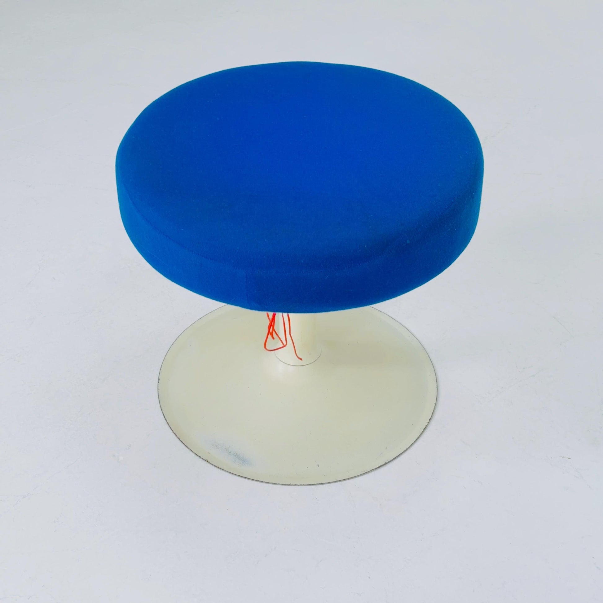 Mid century stool in Spaceage blue fabric 1970s Germany