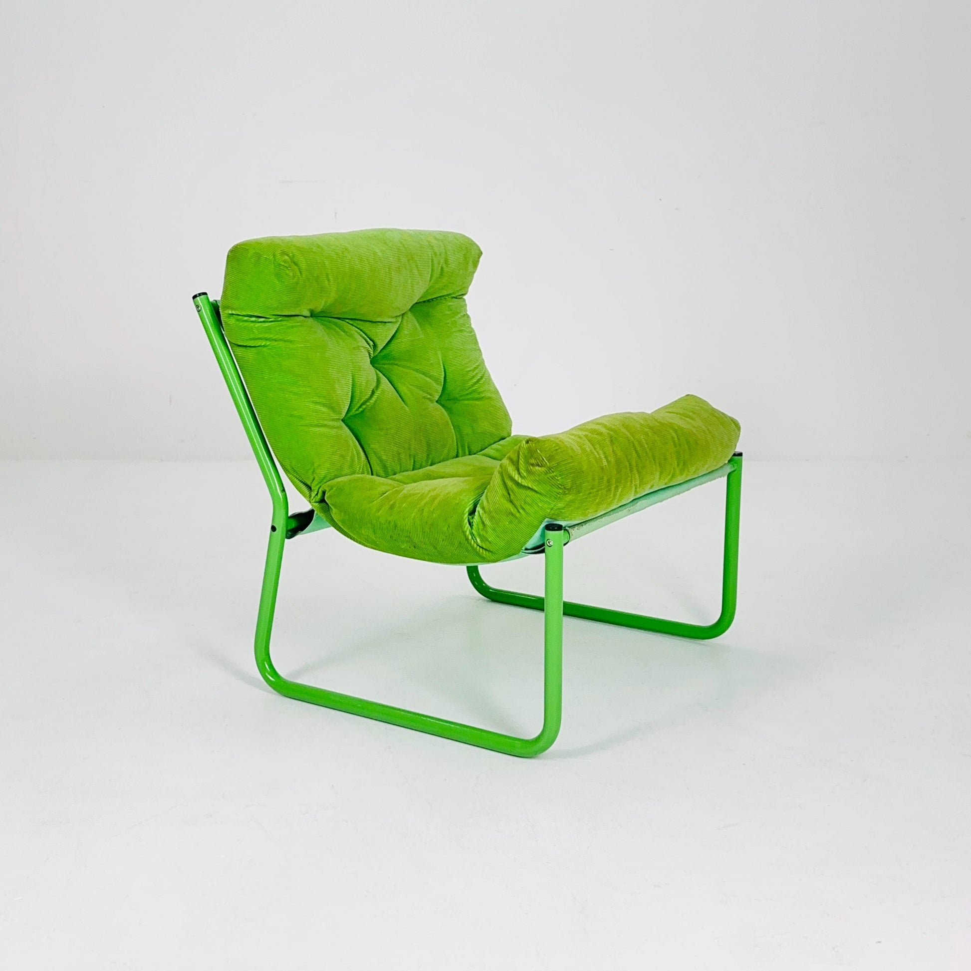 Mid century retro green Pixi velvet lounge chair by Gillis Lundgren for Ikea, 1970s