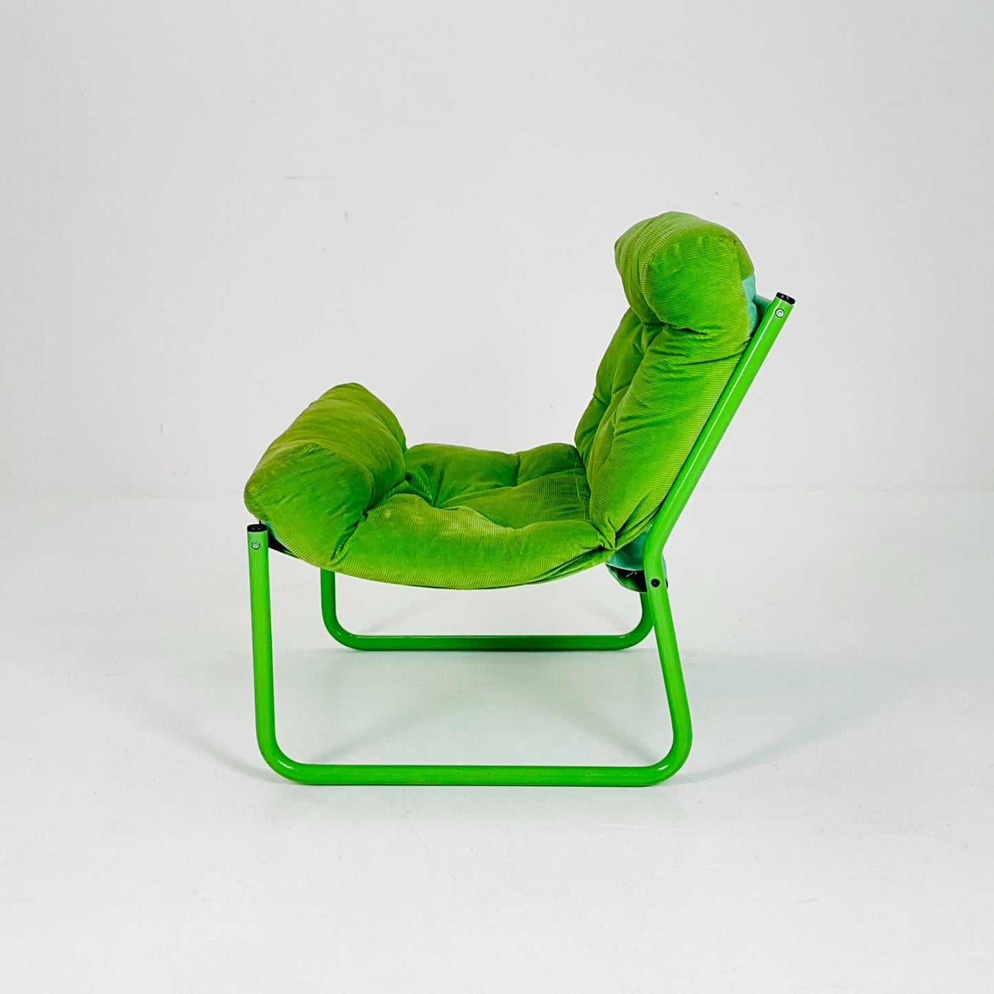 Mid century retro green Pixi velvet lounge chair by Gillis Lundgren for Ikea, 1970s