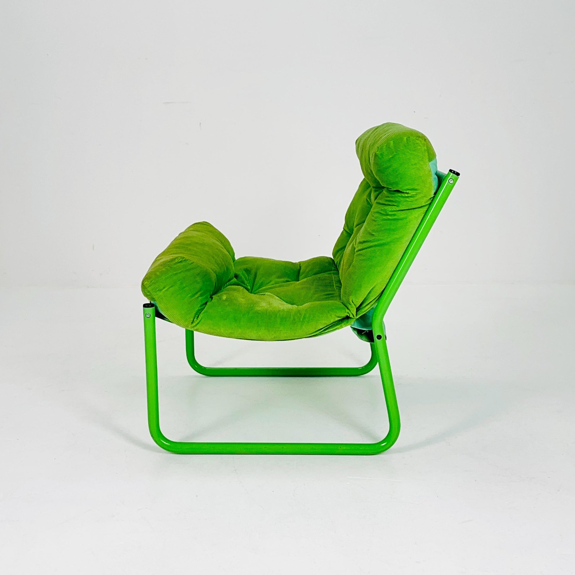 Mid century retro green Pixi velvet lounge chair by Gillis Lundgren for Ikea, 1970s