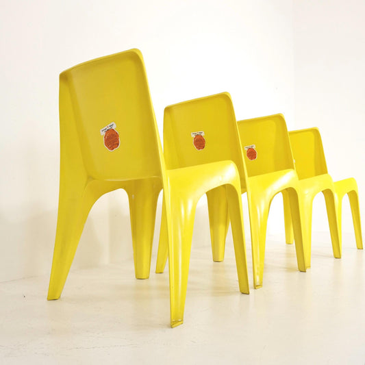 Space age Set of 4 Dining chairs Bofinger BA1171 chair by Helmut Bätzner,1970