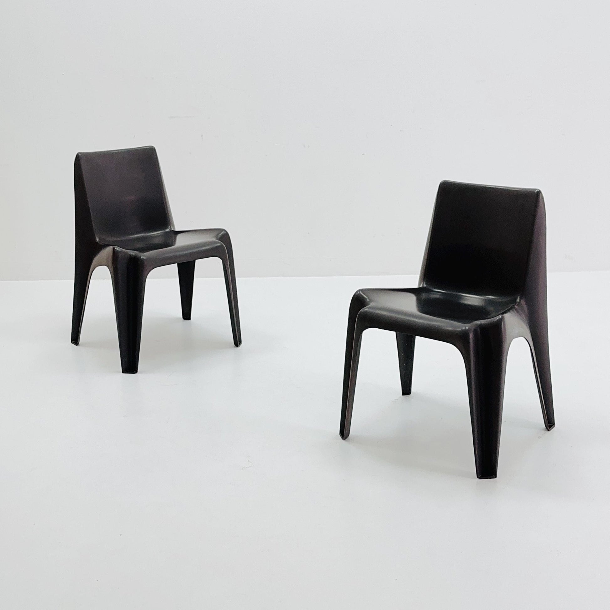Space age Set of 2 brown Dining chairs Bofinger BA1171 chair by Helmut Bätzner,1970 Germany