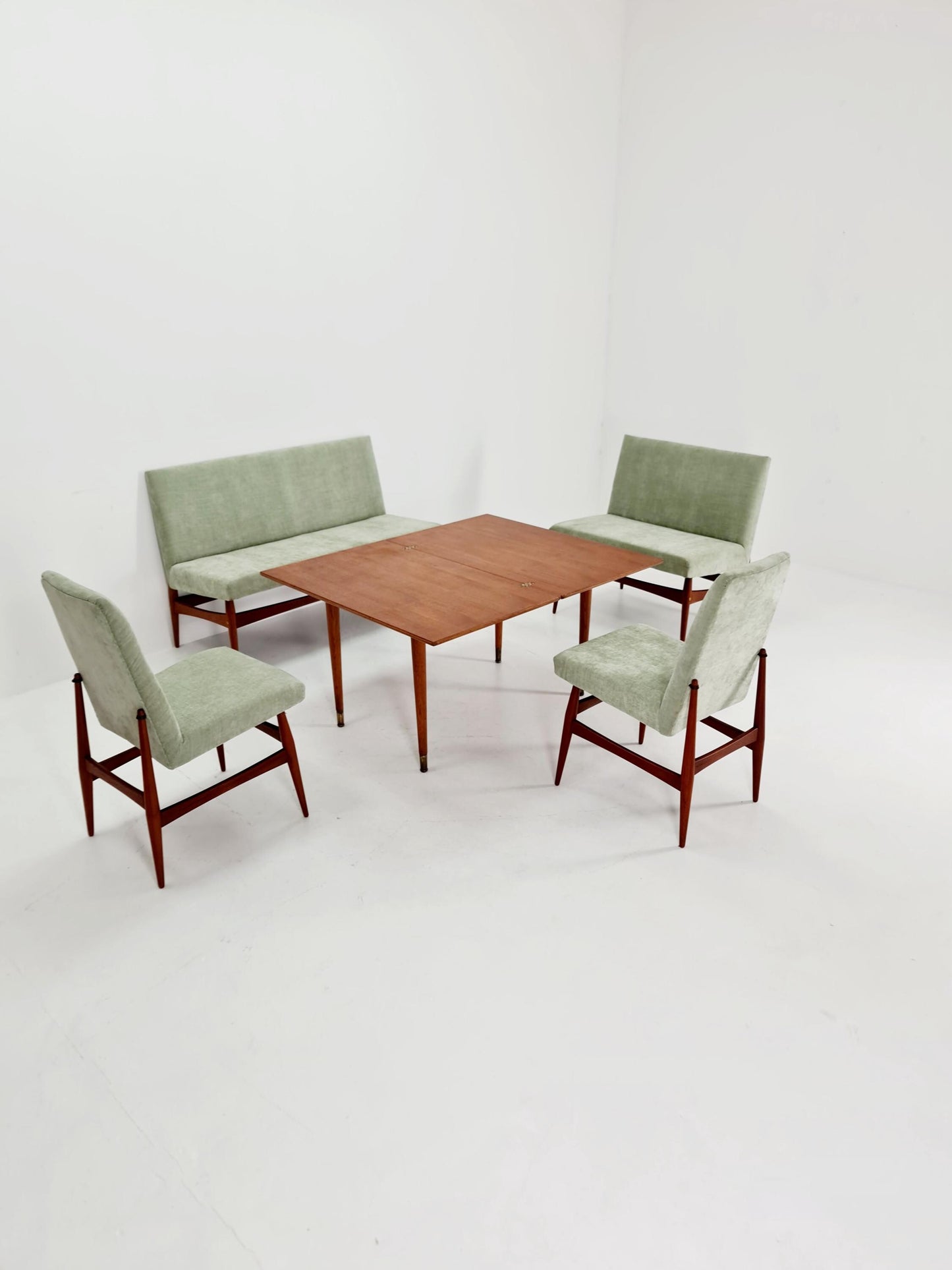 Mid-Century Modern Teak dining / Lounge Set, 1960s, Newly Upholstered, Rare Find!